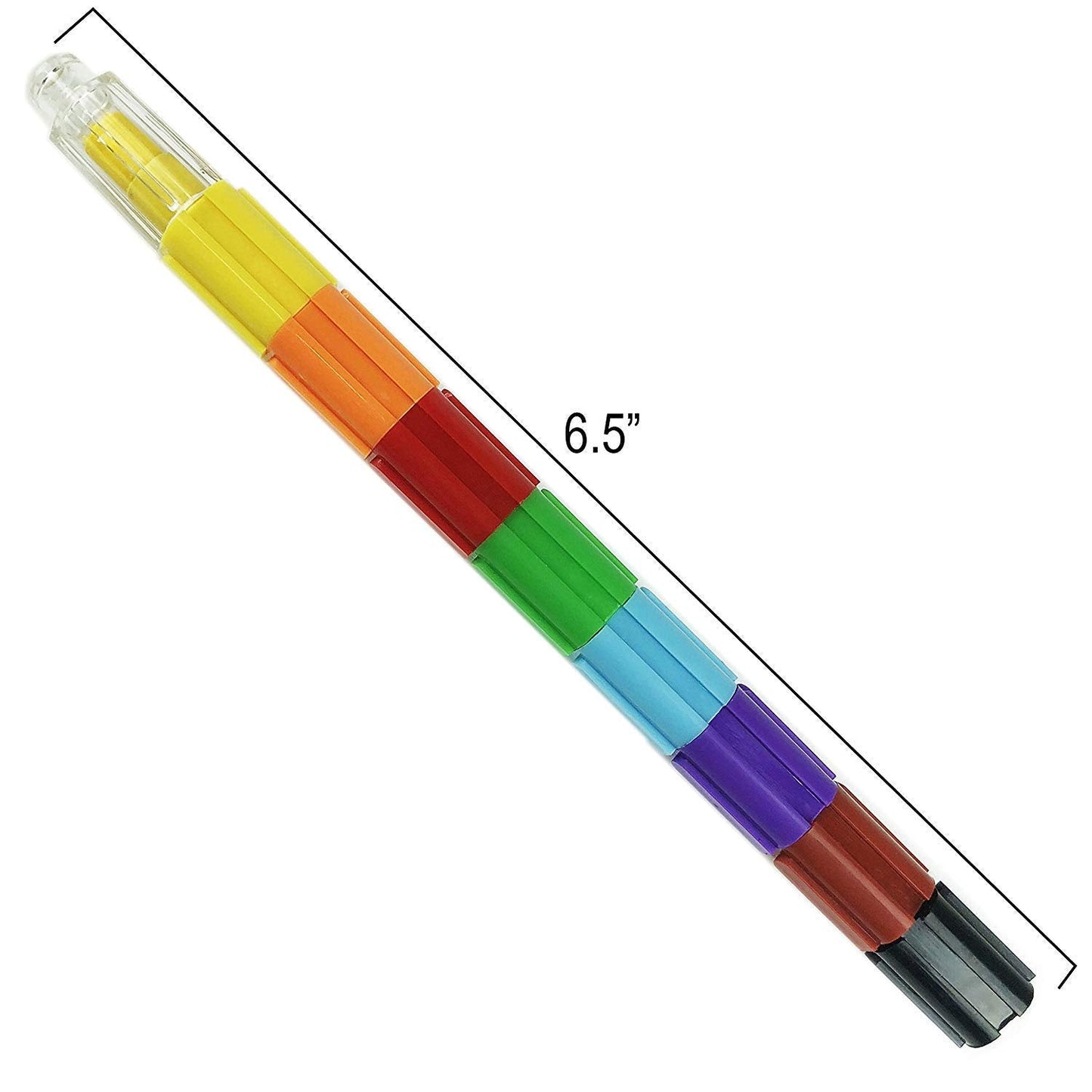 Huji Stacking Buildable 8 Colors Crayons Set, Connect Stack and Build Sideways and Up, Favorite Toys Kids Children Party Favors School Supplies Safe Non-Toxic, Easy to Hold (24)
