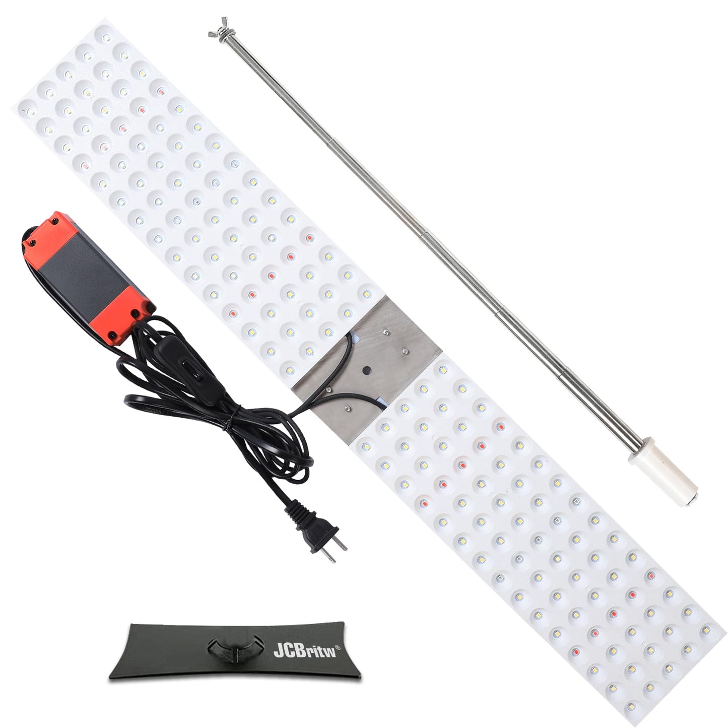 JCBritw 100W LED Grow Light Panel,Adjustable Free Standing Plant Light, White with IR Full Spectrum Grow Lamp on Stand for Indoor Plants Seed Starting, Seedlings, Veg, Flower