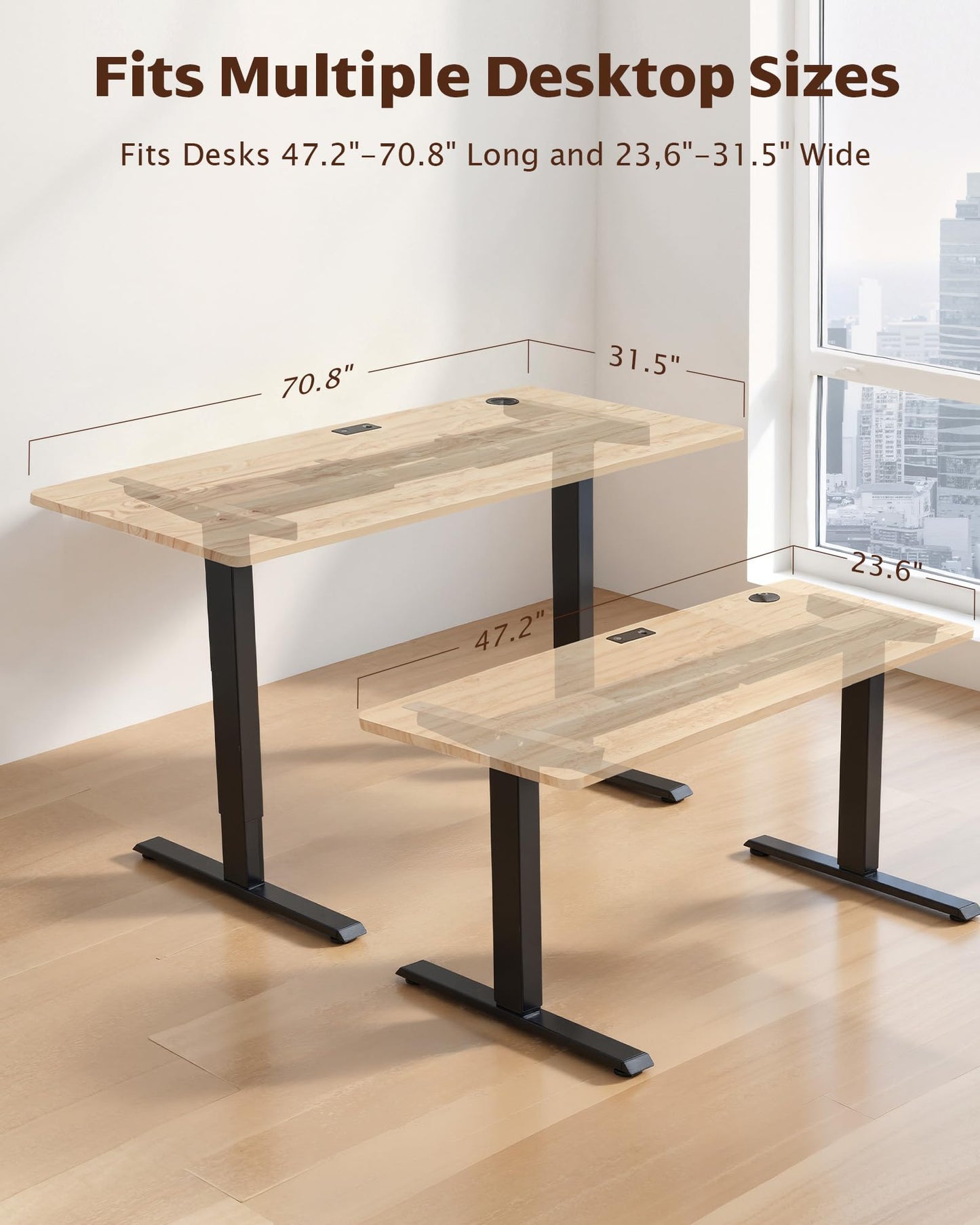 TOPSKY Dual Motor Electric Standing Desk Frame, Height Adjustable Sit Stand Base for Home Office, Fits Table Tops up to 70.8 x 31.5 Inch, 225 lb Capacity (Black, Without Stand)