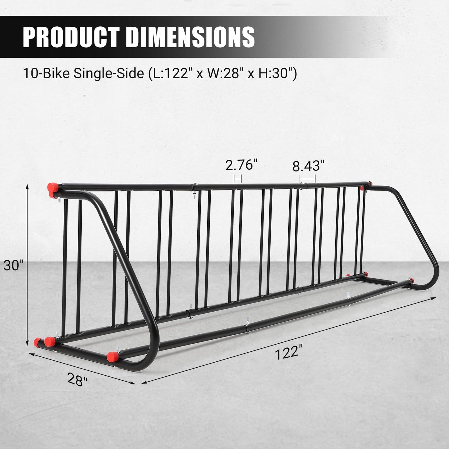 ActiveTrail Commercial Grid Bike Rack - Heavy Duty Metal Floor Bike Stand, Outdoor Bicycle Rack for Garage, School, Outdoor Parking, Bike Shop, 10-Bicycle Capacity (Single & Double Sided)