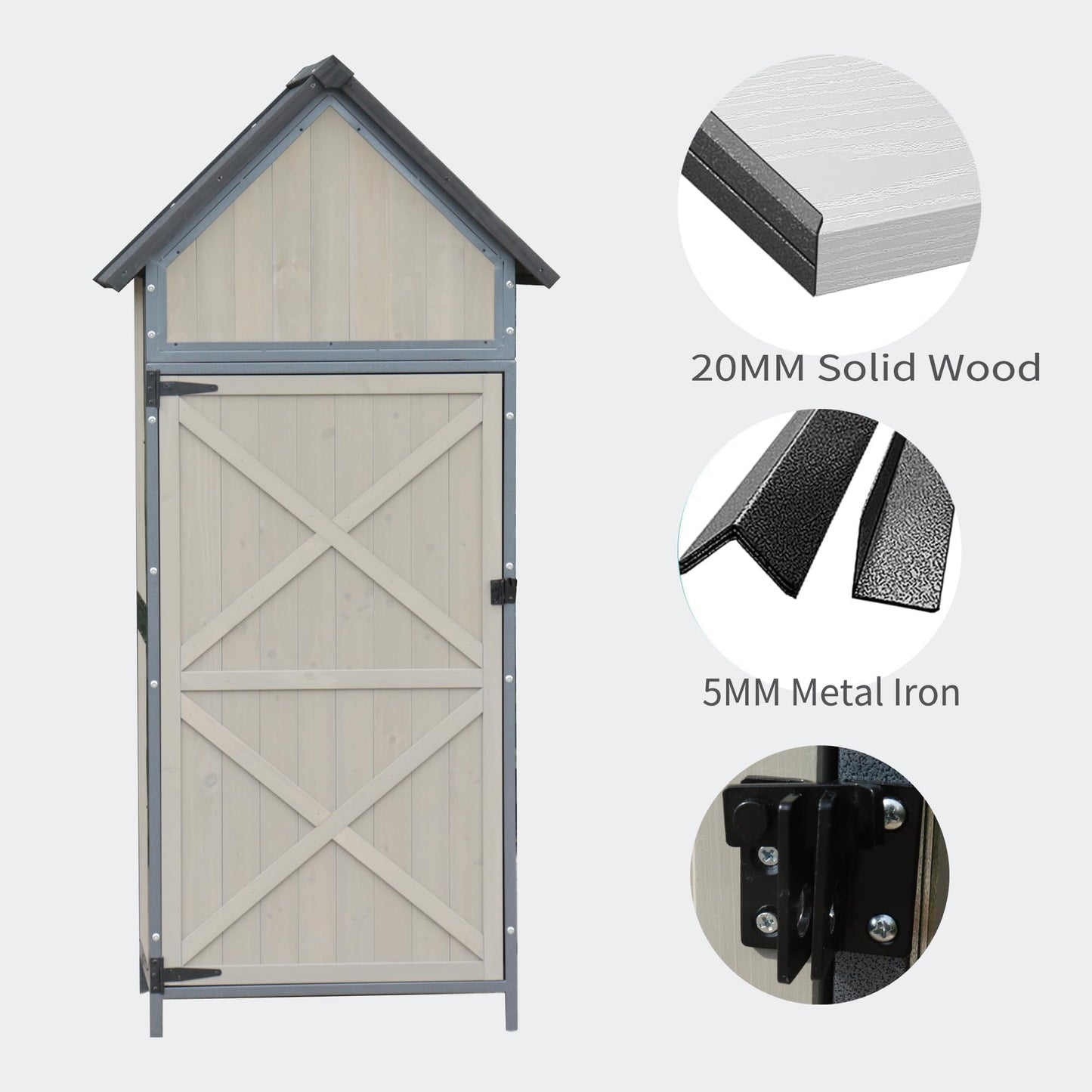 Outdoor Storage Sheds,Wooden Garden Shed with Metal Frame Structure and Adjustable Shelves,Large Capacity Storage Tool Cabinet Box for Backyard Garden Patio Lawn