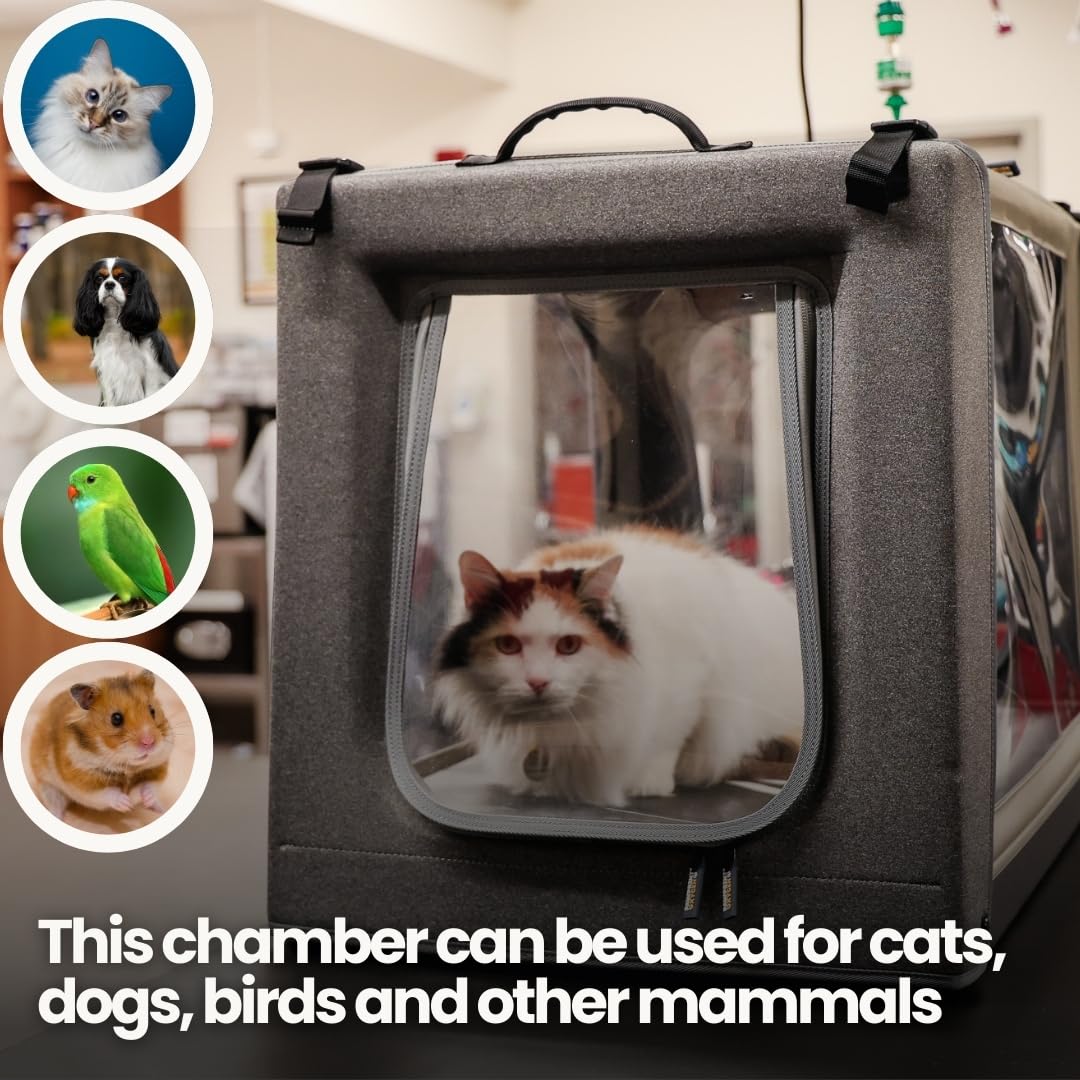 PureVent Pet Oxygen Chamber - Safe Veterinary-Grade Oxygen Therapy Cage for Dogs, Cats, Birds and Animals - Built-in Ventilation for Pets up to 30lbs