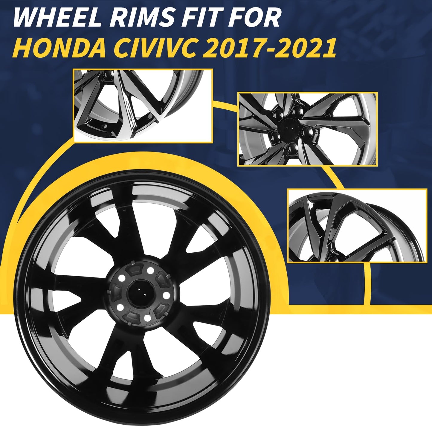 LUNEGUE 18Inch 18"x8" Single Wheel Rim Fits For Honda Civic 2017 2018 2019 2020 2021, OE Direct Replacement Rim 42700TBFA91