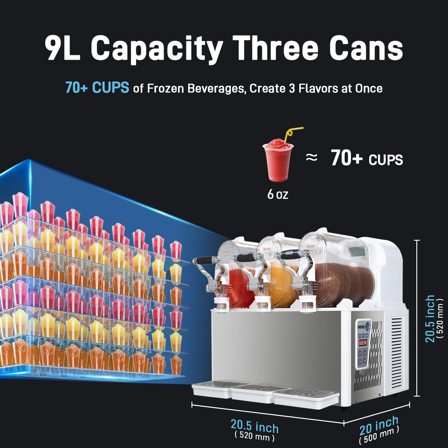 Commercial Slushy Machine, 3Lx3 Tank,Frozen Drink Machine Smoothie Slushy Maker,Cannot make alcoholic beverage