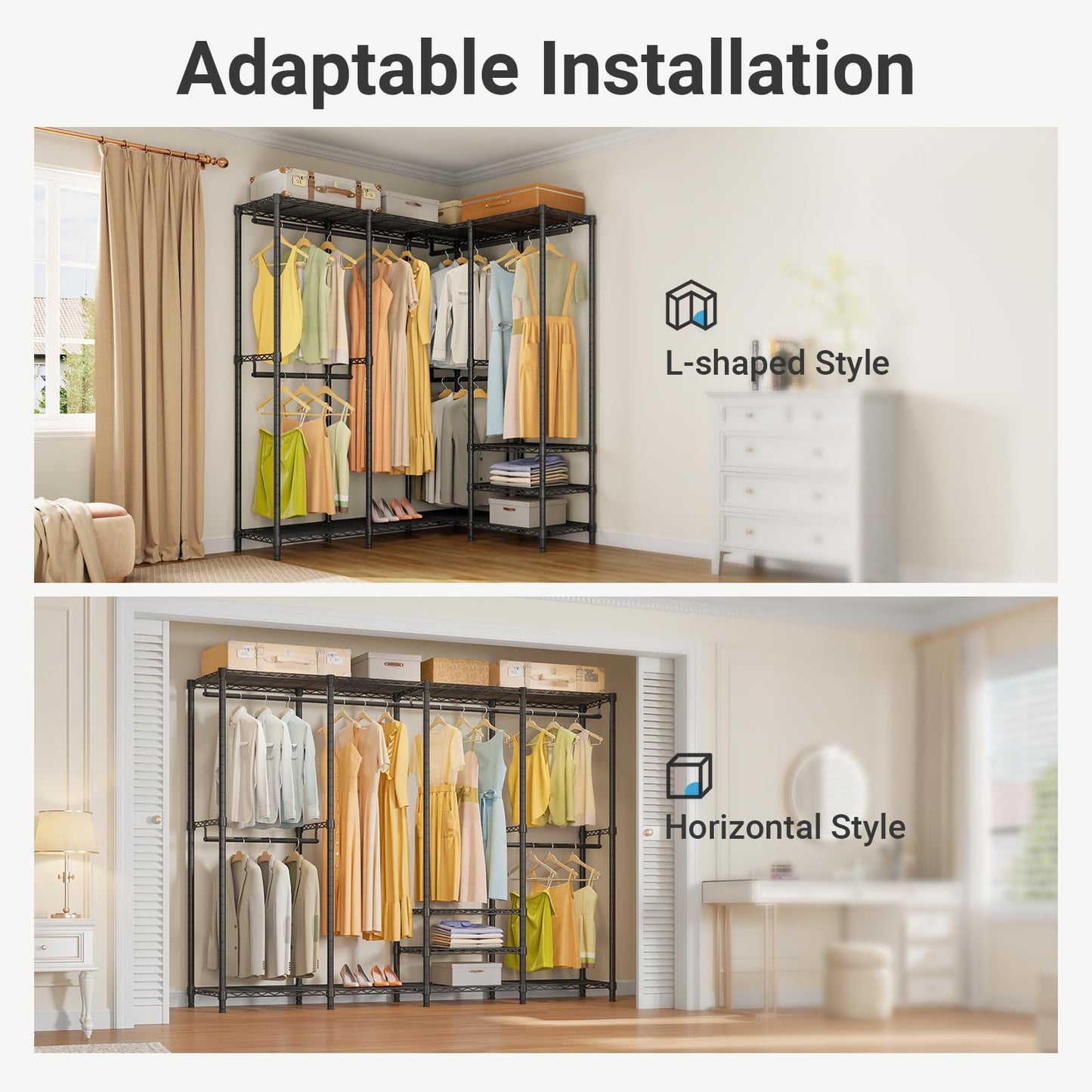 VIPEK V40 Wire Garment Rack Heavy Duty Clothes Rack for Hanging Clothes, Multi-Functional Bedroom Clothing Rack Freestanding Closet Wardrobe Rack, Max Load 1110lbs, Black