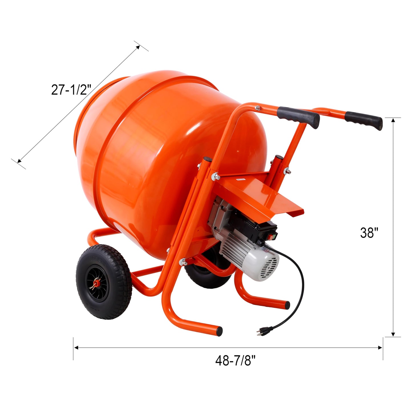 Cement Mixer 8 Cu.Ft. 224L Portable Electric Poly Drum Concrete Mixer, Heavy Duty Power Cement Mixing Machine for Mortar, Stucco and Fodder - 115V-60HZ, Orange