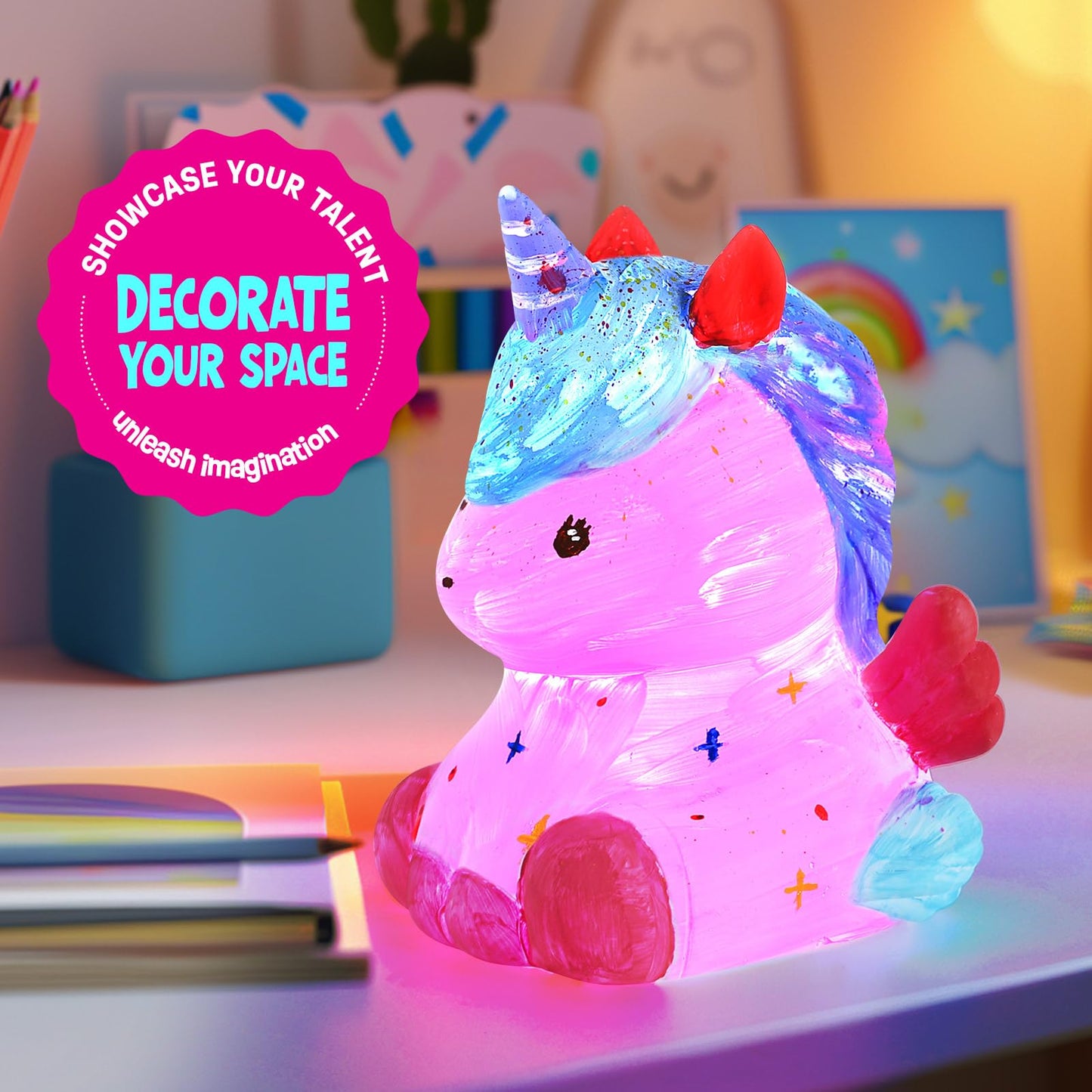 LAOESE Paint Your Own Unicorn Lamp Kit, Art Supplies Unicorn Painting kit for Kids, Arts and Crafts for Kids Ages 8-12, Unicorn Toys Birthday Gifts for Kids Girls Boys Ages 3 4 5 6 7 8 9 10 11 12+