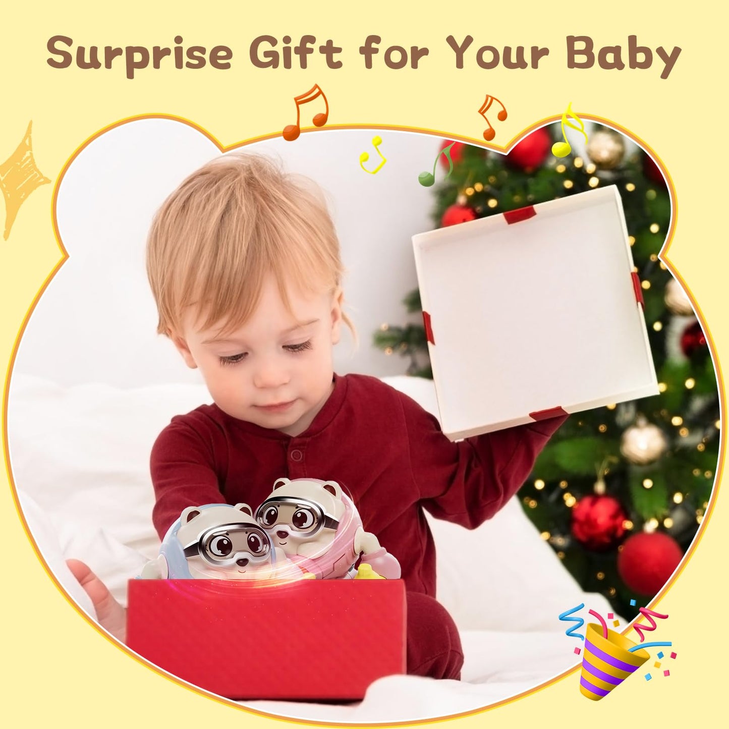 Rolling Baby Toy Crawling Toys, Baby Musical Toys 360° Rolling Bouncing Tummy Time Toys Bear Walking Moving Infants Toy, Learning Walking Toys Birthday for Toddler Boys & Girls