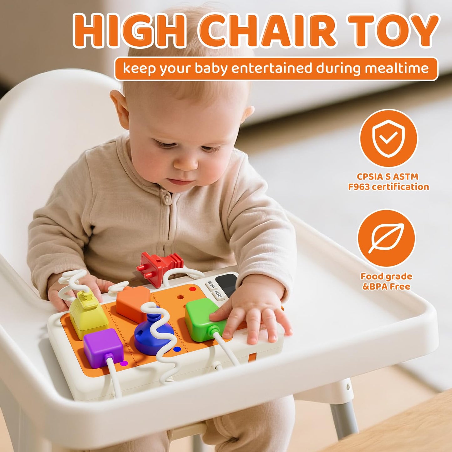 Aprilwolf 9 PCS Sensory Plug Outlet for Toddlers 2-3, Power Strip Montessori Toys for 18+ Months, Busy Board with Light & Sounds, Airplane Car Travel Toys Gift for Baby