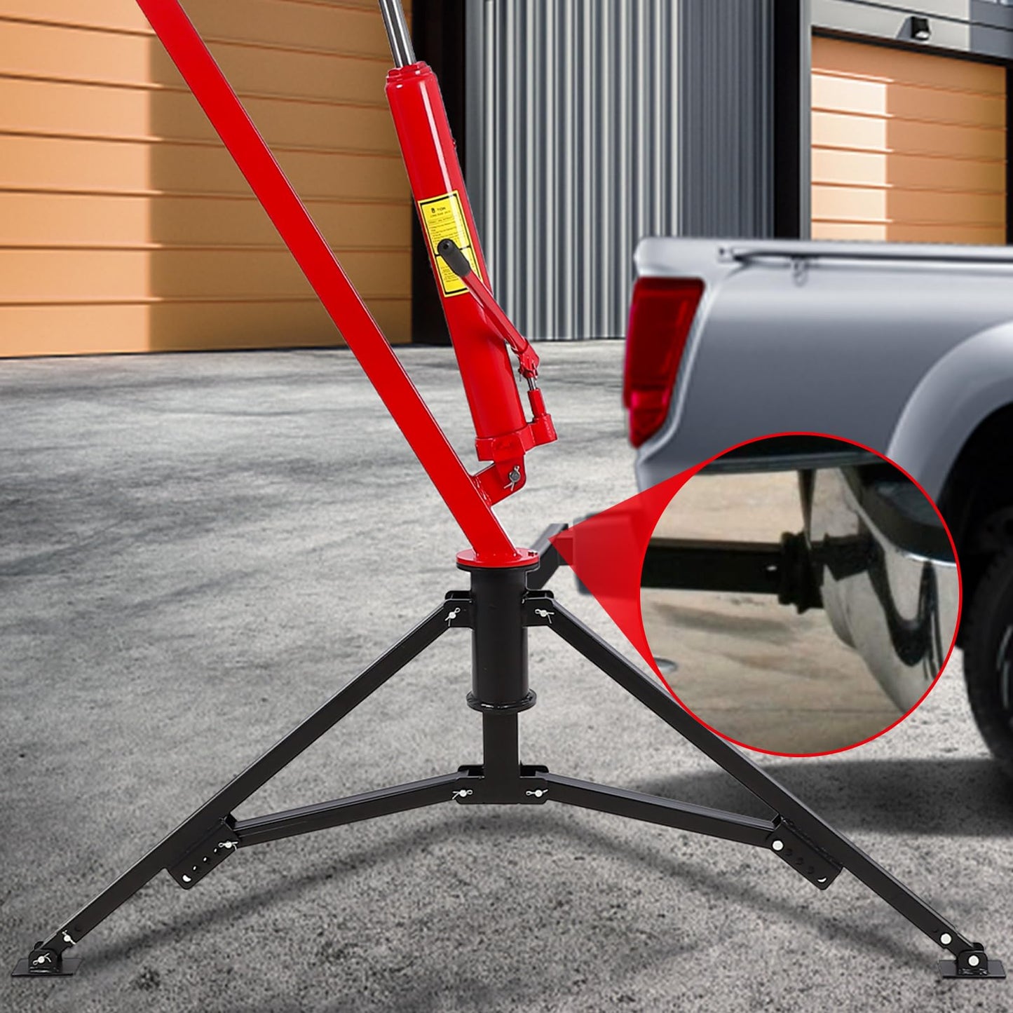 Garvee Hydraulic Pickup Truck Crane, Heavy Duty 1000 Lbs Capacity, 360° Swivel Hitch Mounted Crane with 3 Adjustable Capacities for Construction Goods Lifting