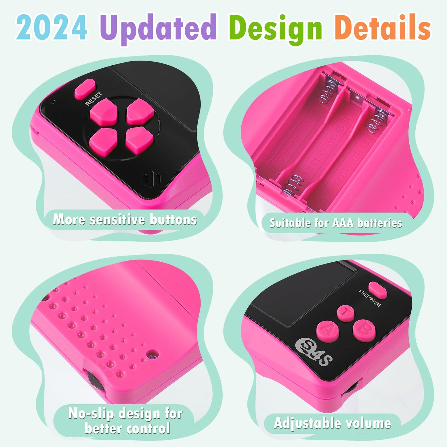 Handheld Game for Kids Ages 4-10, 2025 Upgraded, 142 Classic Mini Games, TV Output, 2.5" LCD Screen, Portable Arcade System, Birthday for Children-Rose