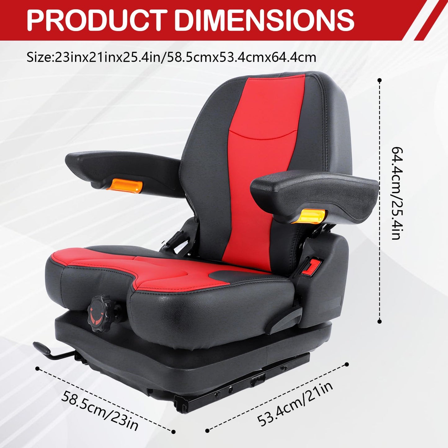 hightall Lawn Mower Seat,Spring-Dampers Heavy Duty Tractor Suspension Seat for Zero Turn Mower Tractor Excavator Harvester Forklift,Adjustable Slide Rails/Armrest,Seatbelt