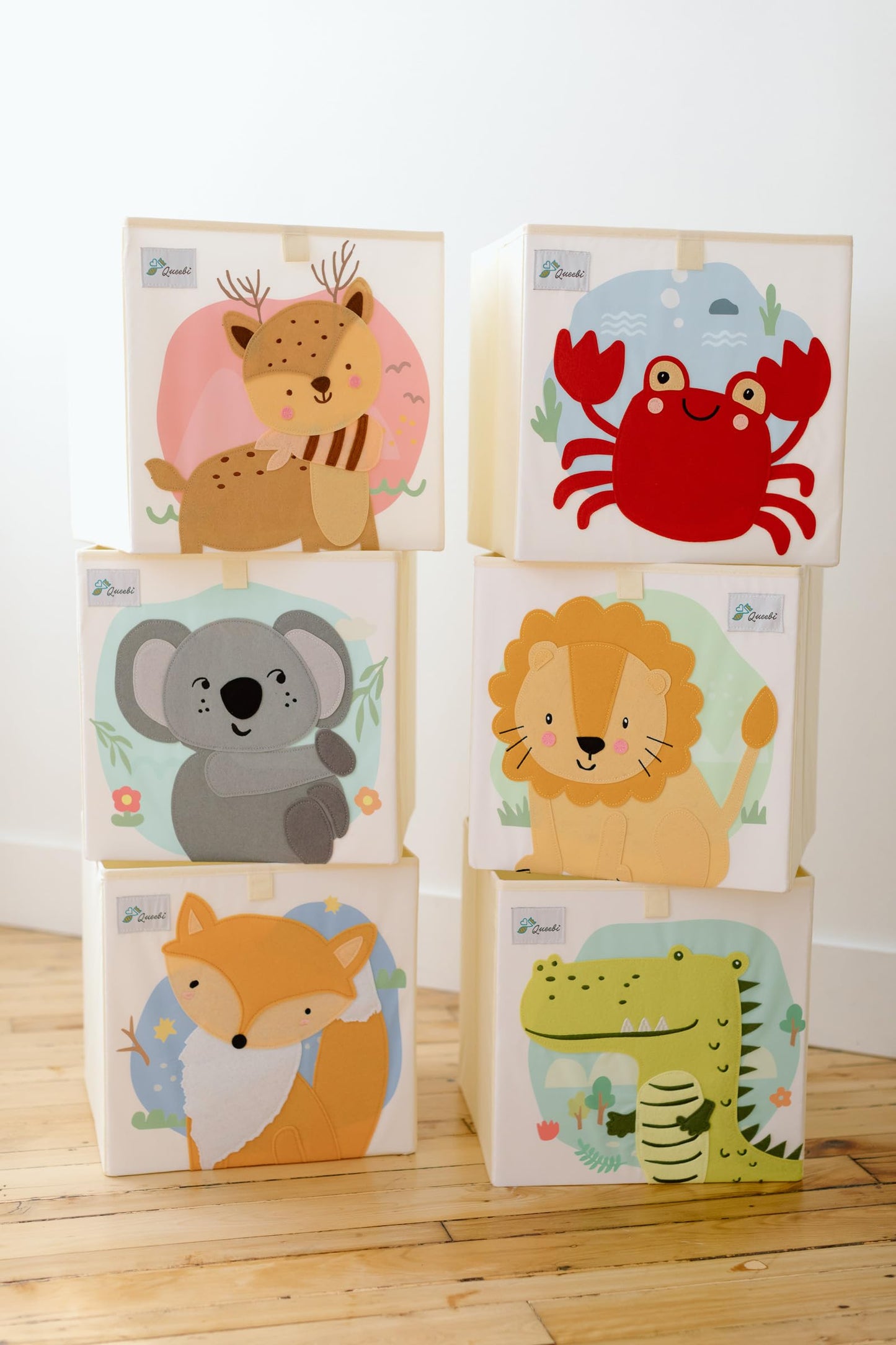 Queebi Crab Storage Cube- Organizer for Nursery, Playroom, Bedroom, Closet. Foldable Box 13x13x13 inches. Children's Toy Box, Diaper Caddy, Clothing Basket, Book Bin, Baby Essentials & Kids Gift