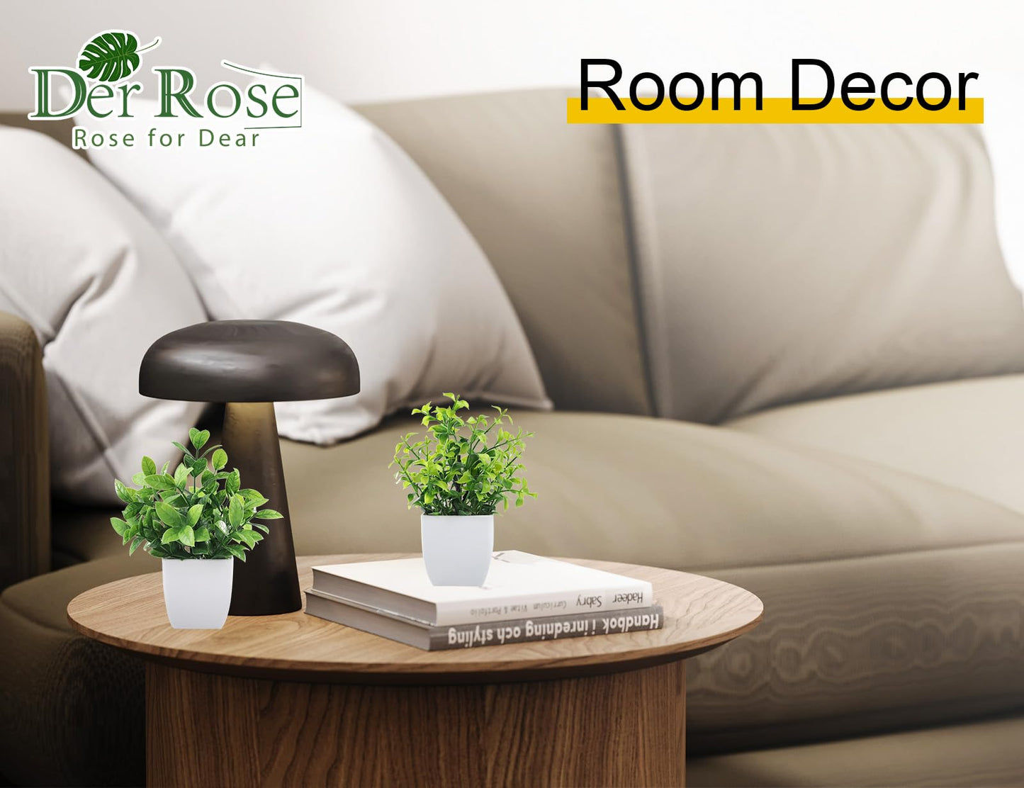 Der Rose 6 Pack Small Fake Plants Artificial Plants in Pots for Home Bthroom Bedroom Living Room Decor Indoor(Green)