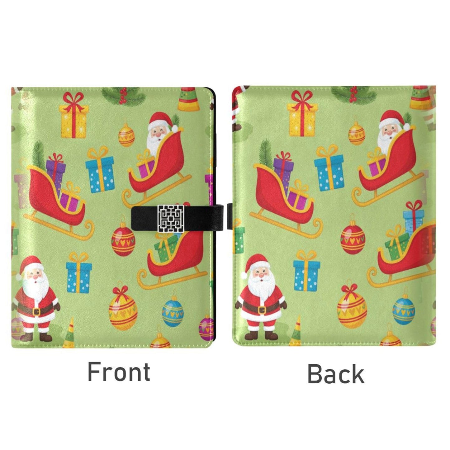 DIGTIA Christmas Gifts Santa Sleighs PU Leather Notebook A5 Binder 6 Ring Refillable Journal with Magnetic Buckle Closure Loose Leaf Travel Office Planner Budget Binder Notepad Portfolio,