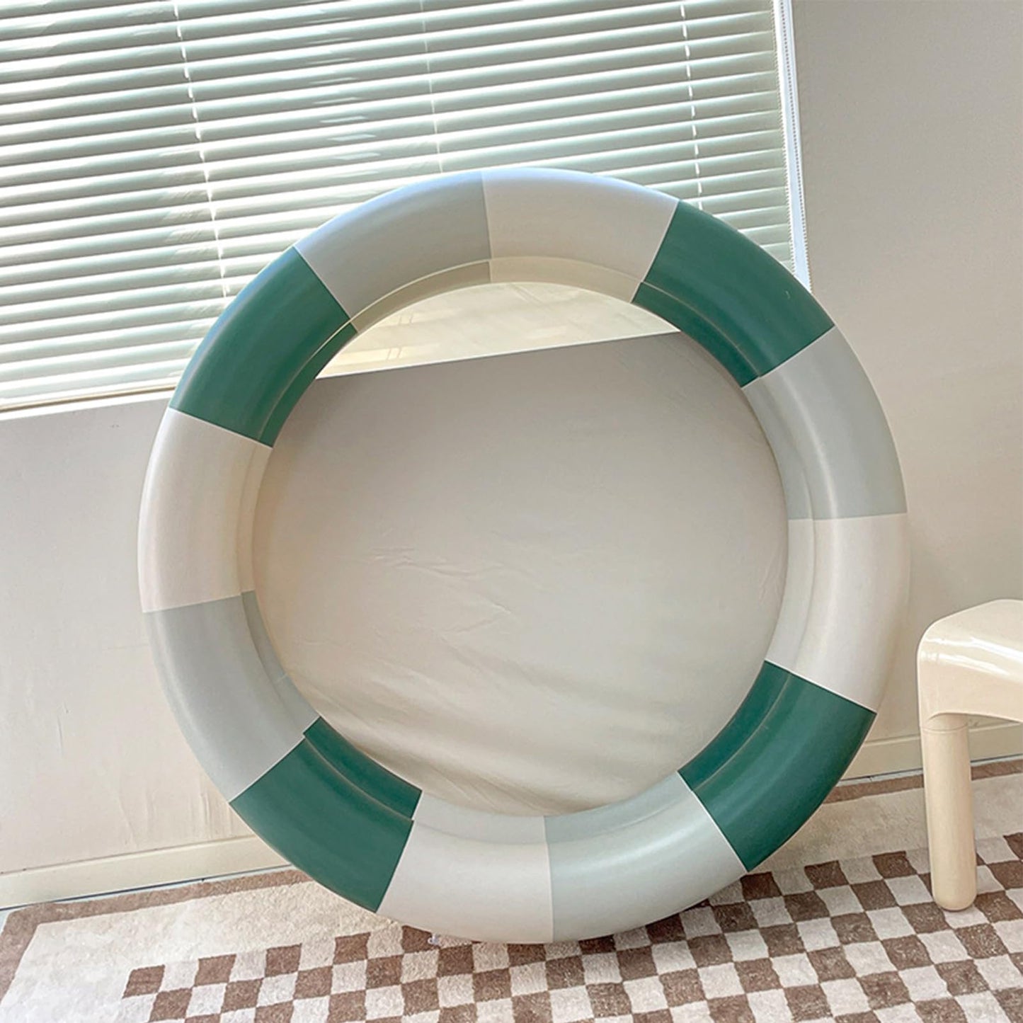 Inflatable Baby Retro Swimming Pool Family Cute Style Thickened Water Pool for Kids Indoor Outdoor Play (Green Stripe)
