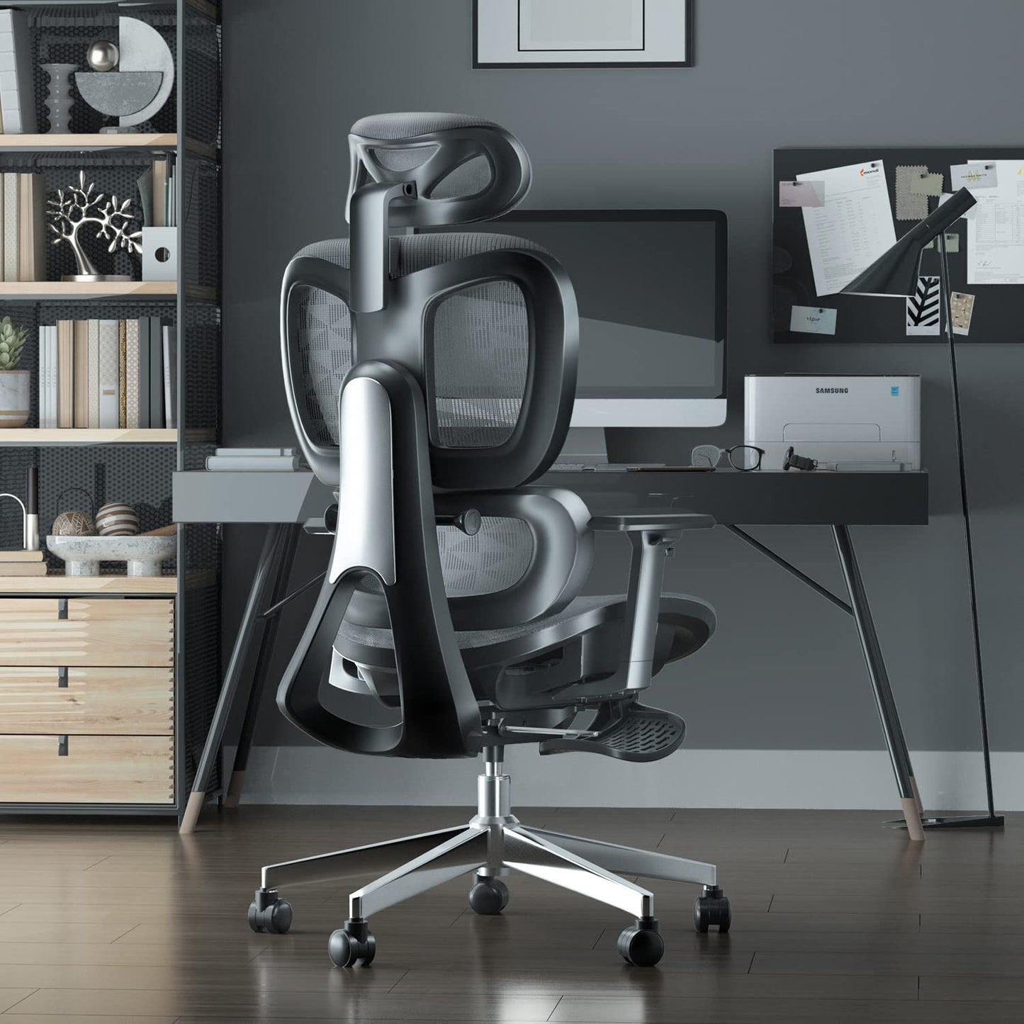 PatioMage Ergonomic Office Chair, Big and Tall Desk Chair with Adjustable Lumbar Support & Seat Depth, High Back Computer Chair, Swivel Mesh Chairs with Wheels for Home Office, Black