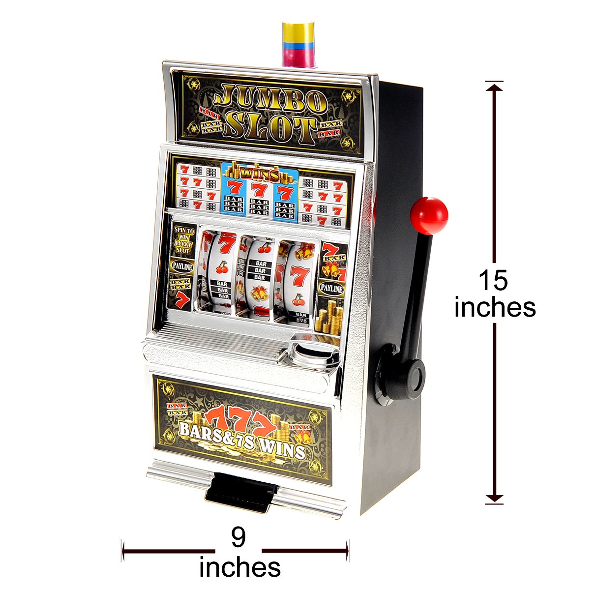 PowerTRC Jumbo Slot Machine Coin Bank | Casino Toy Slots Piggy Bank | Flashing Lights and Jackpot Sounds