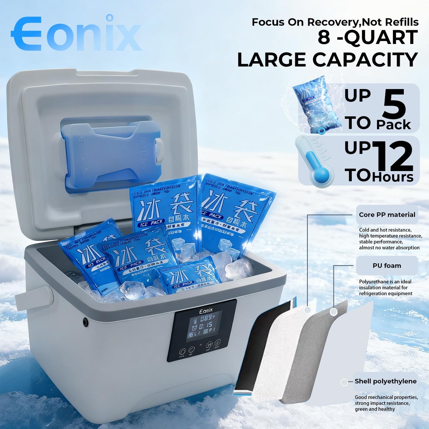 EONIX Cold Therapy Machine with Programmable Timer,Compact and Portable Ice Machine for Shoulder After Surgery,Cryotherapy Pain Relief w/Compression Pad for Shoulder,Hip,Ankle and Foot