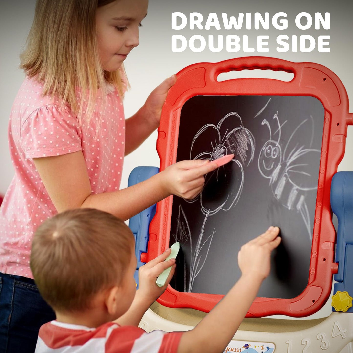 Joyooss Art Easel for Kids Adjustable Toddler Easel Stand for Painting, Magnetic Double Sided Drawing Dry Erase Board w Childrens Art Accessories for Kid Ages 4-8 Little Boys and Girls Learning Toy LB
