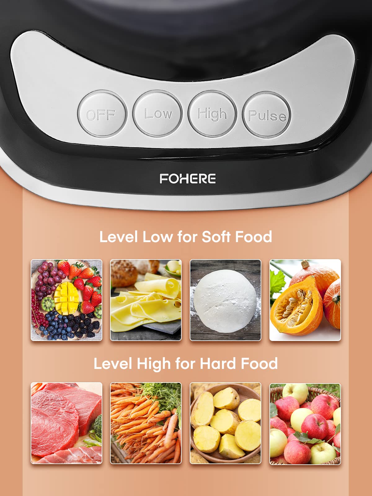 FOHERE Food Processor, 12 Cup, 2-in-1 Feed Chute Vegetable Chopper & Meat Grinder for Mincing, Dicing, Shredding, Puree & Kneading Dough, Stainless Steel