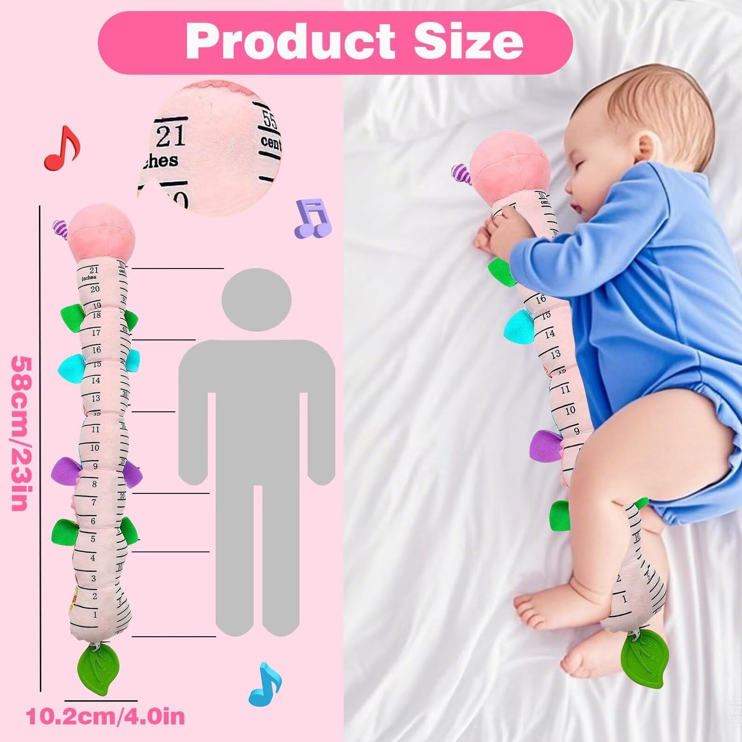 Pau1Hami1ton Baby Toys 0-3-6-12 Months Musical Plush Caterpillar Toy,Newborn Toys with Crinkle and Rattles,Baby Sensory Toys,Newborn Boy Girl Gifts.