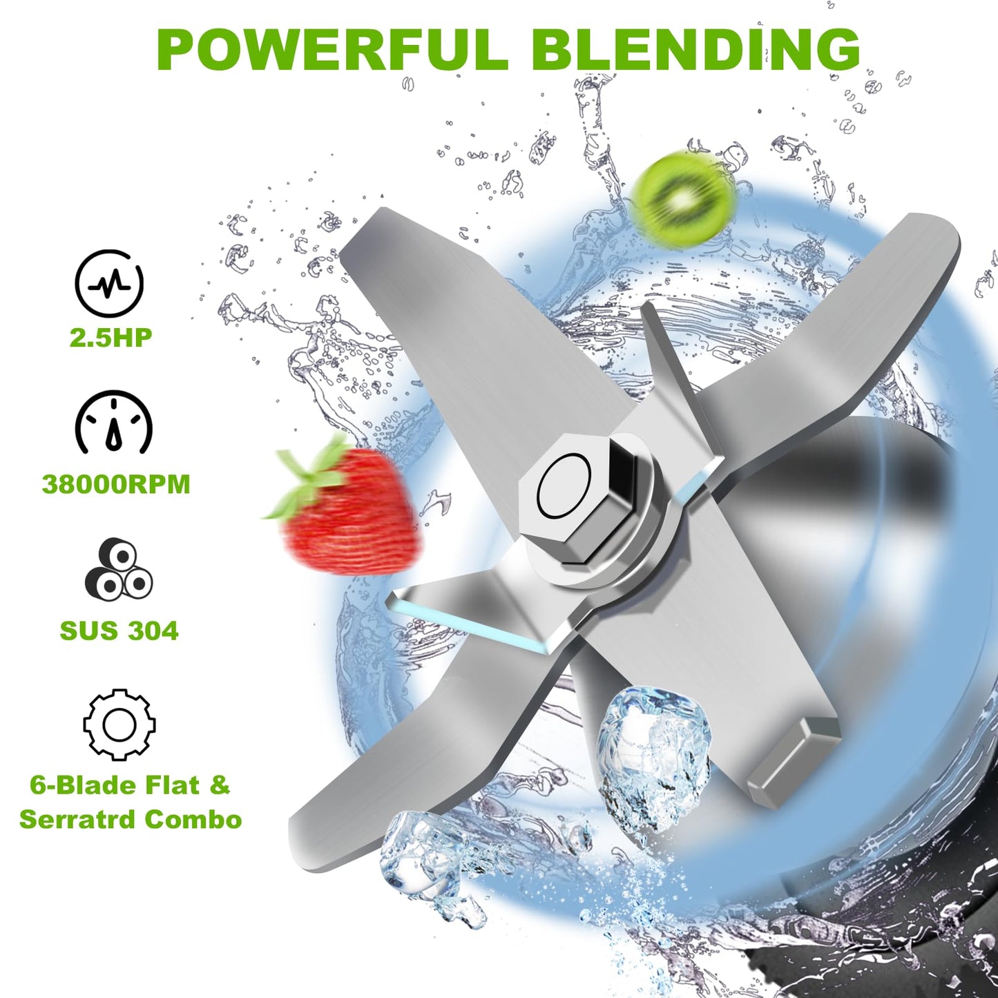 Commercial Blender for Smoothies With Quiet Shield, 2.5HP Motor, Stainless Steel Blade, 80oz Pitcher for Shakes, Smoothies, Ice Crushing, Frozen Drinks, 15 Speeds, Self-Cleaning, Black