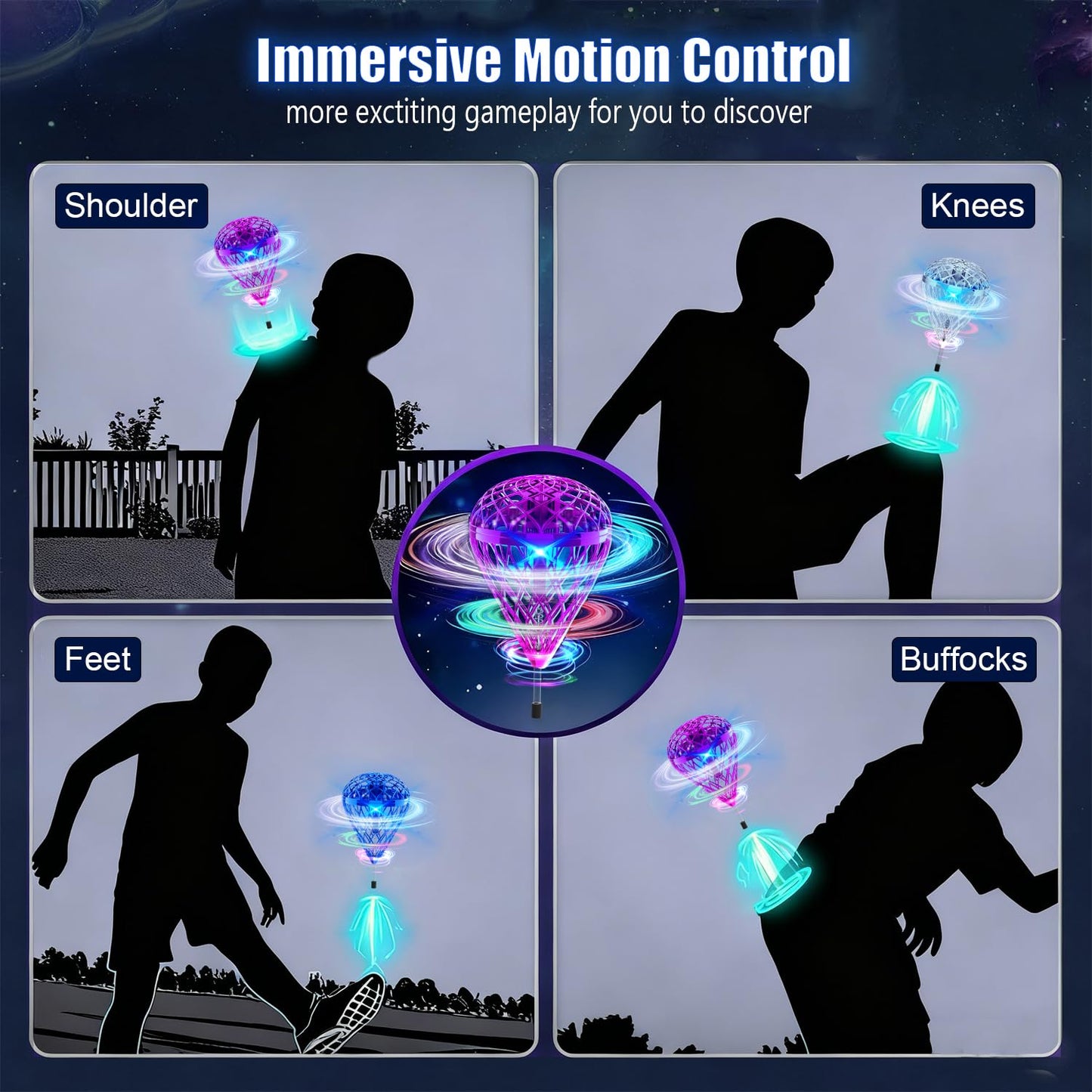 TrysGame Magical Flying Ball,Flying Toy for Kids with Motion-Control & 3D Flip,USB Rechargeable Cool Hover Bouncing Spinner Gift for Boys Girls Teens Ages 8 9 10 11 12 Years Old (Blue)