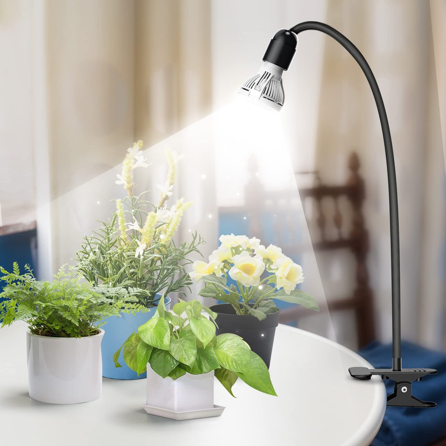 SANSI LED Grow Lights for Indoor Plants, Lifetime Free Bulb Replacement, 150W Full Spectrum Gooseneck Clip Plant Grow Light, Plant Light with Timer 4/8/12 Hrs, High PPFD Growing Power Grow Lamp