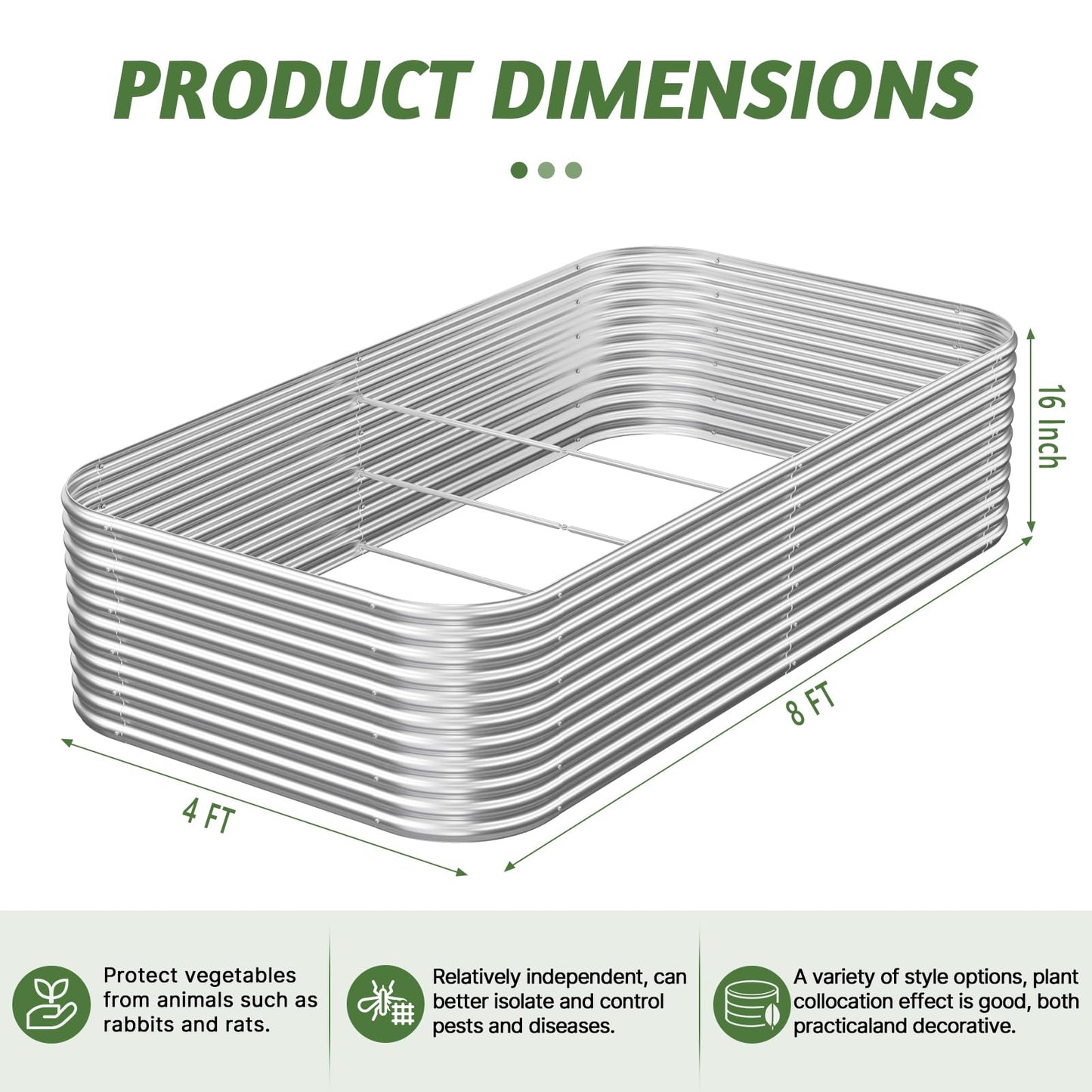 OZMSHF 2 Pack Tall 8x4FT Raised Beds for Gardening, Corrugated Galvanized Steel Raised Garden Bed, Outdoor Metal Above Ground Garden Bed for Vegetables and Flowers