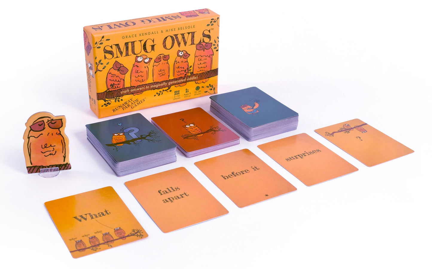 Runaway Parade Games Smug Owls Card Game - an Award-Winning Hilarious & Creative Riddle-Solving Party Game for Kids and Adults | Fun for The Whole Family | 8+ | 15-20 min | 3-15 Players