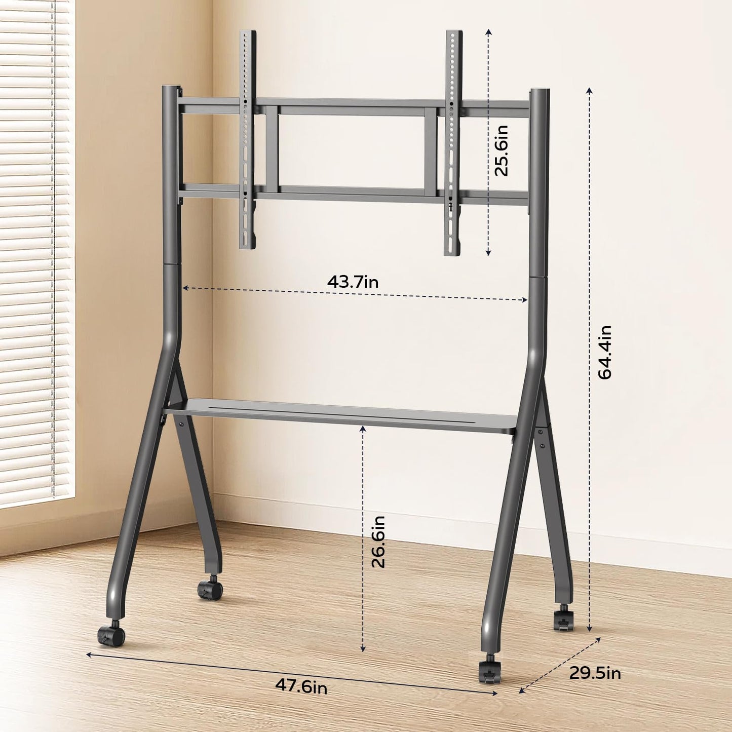 Smart Board Stand with Wheels, 55/65/75/86'' Interactive Whiteboard Stand, Mobile Stand with Four Lockable Wheels, COOLHOOD Stable and Easy to Move for Home Office School Classroom (Only Stand)