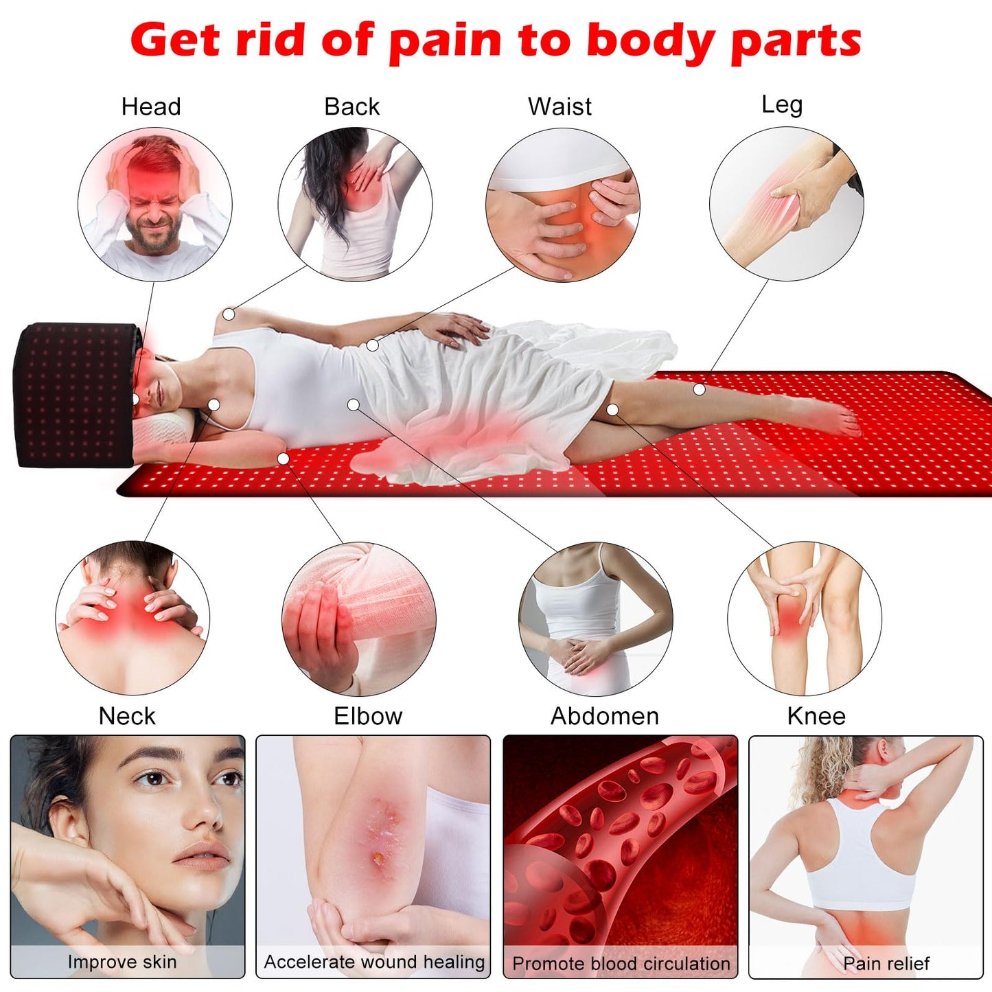 Red Light Therapy Mat Full Body, 71"x24" Near Infrared Light Therapy Pad with 1560 LEDs & Pulse Mode, Large Red Light Bed Blanket for Back, Joints & Muscles Wellness Support, Includes Head Mask