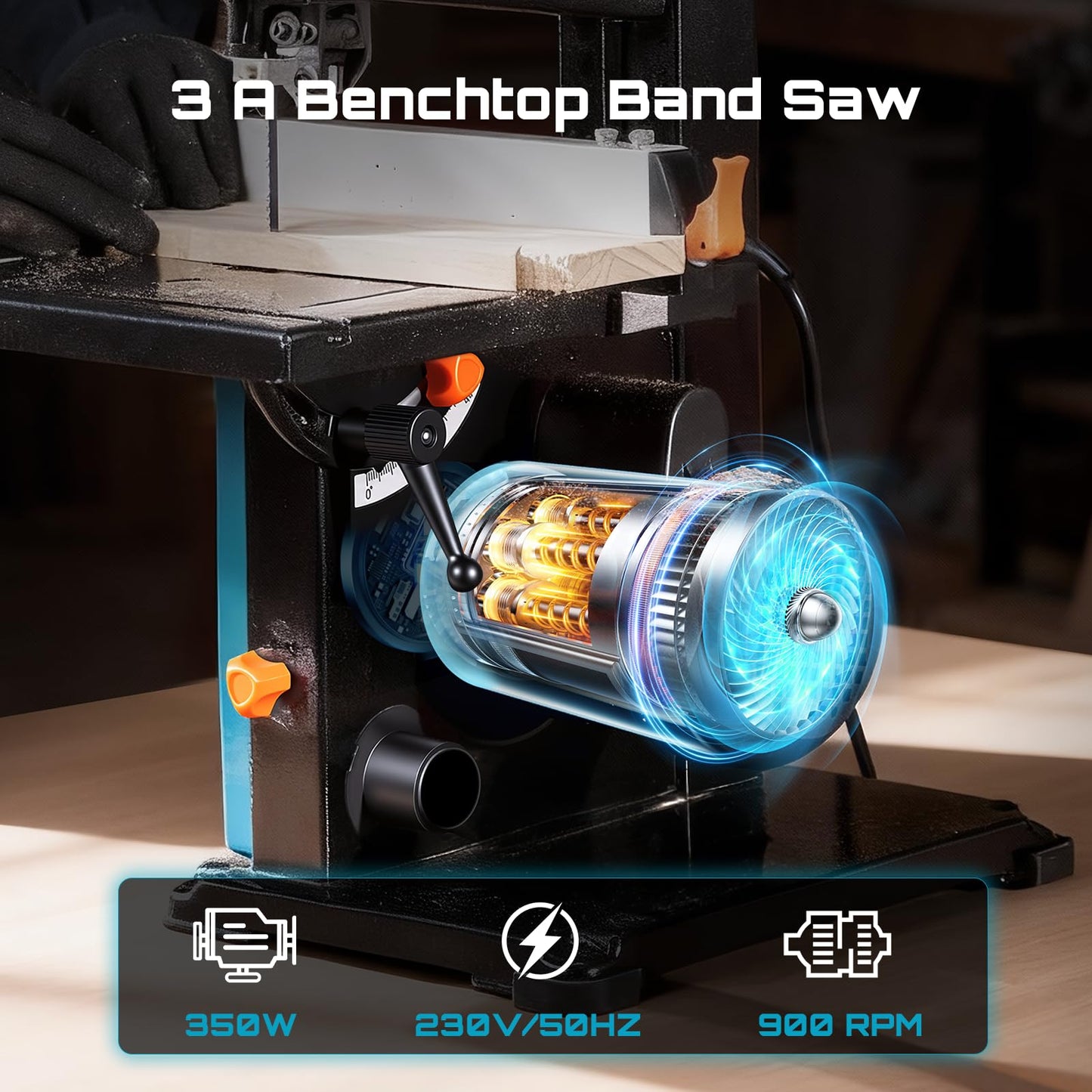 SEESII Benchtop Band Saw for Woodworking: 3A-120V Bandsaw with 8" Cutting Width, Max 3-1/8" Cutting Height, Band Saws with 0-45° Tilting Worktable&Miter Gauge&Double-Sided Fence for Detailed Woodwork