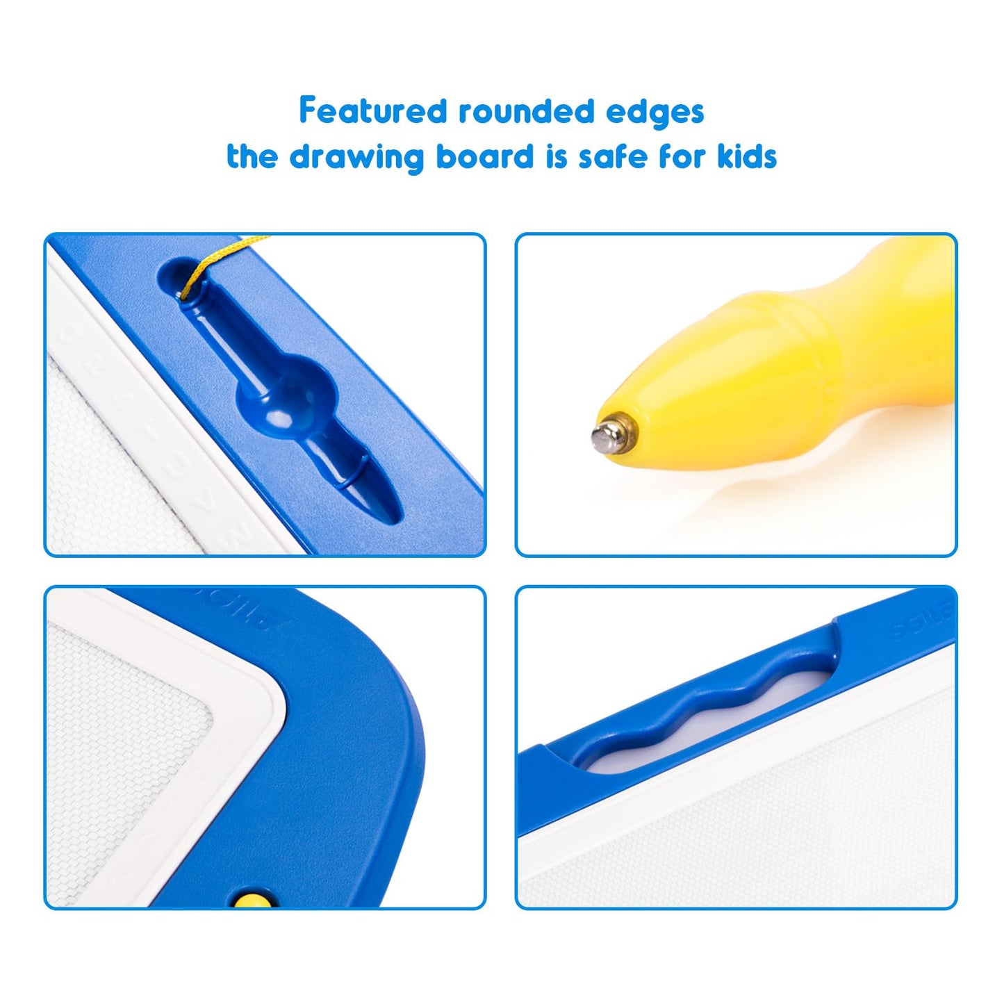 SGILE Toddler Toys for Kids, Large Magnetic Drawing Board for Birthday Gift, Toys for 1 2 3 4 Year Old Girls Boys, Etch & Sketch Pad with 4 Stamps, Learning and Educational, 16 ×13 in, Blue