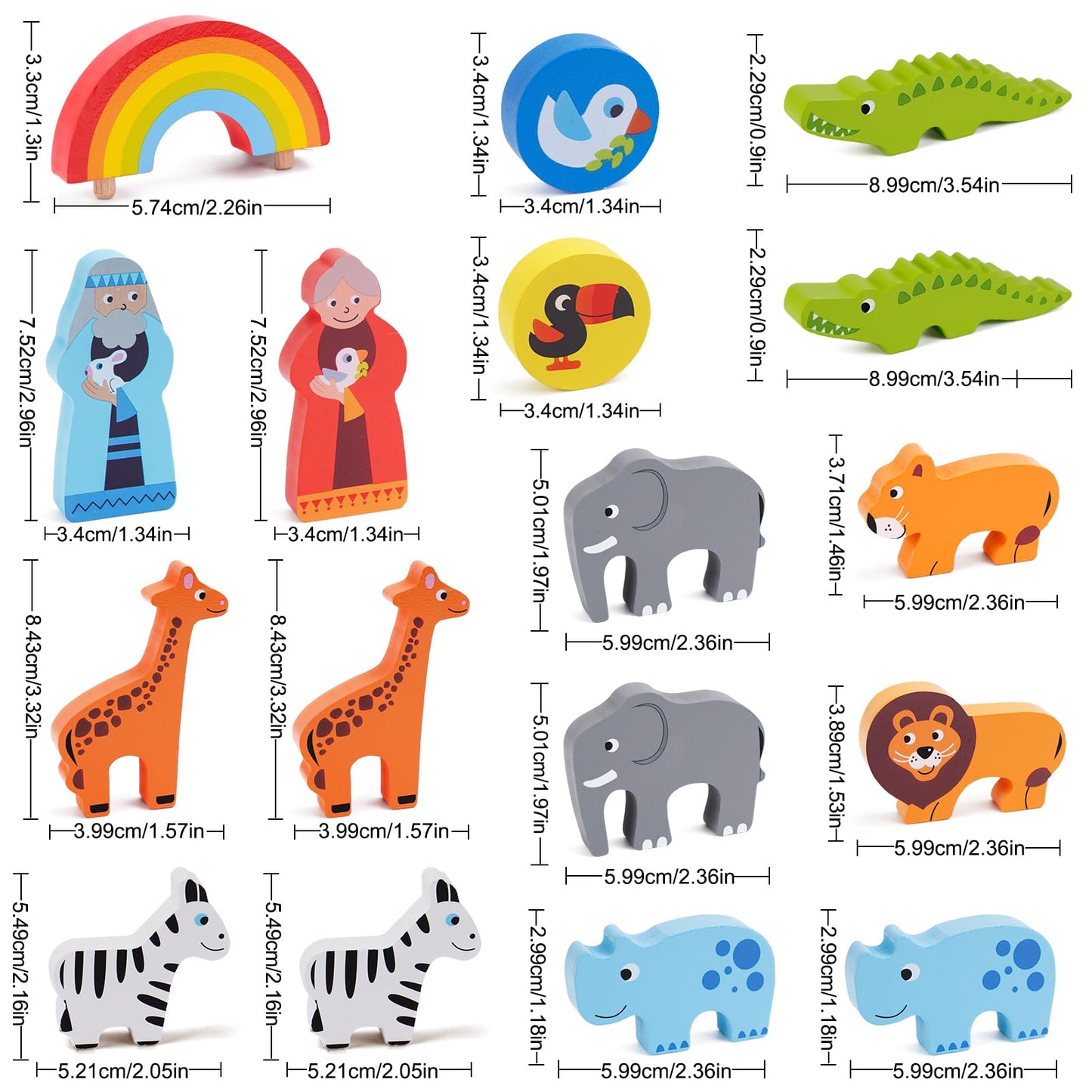 KMTJT Toddlers Wooden Noah's Ark Toy Animal Playset, Baptism Gifts for 1 2 3 Boys Girls, Shape Sorter Early Learning Montessori Toys with Bible Story Book for 12 18 24 Months Babies