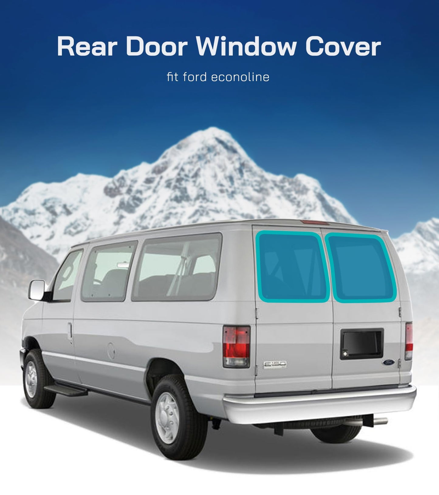 VANNCAMP Rear Door Window Covers(Pair) for Ford Econoline, Magnetic Insulated Blackout Window Sunshade, Foldable Design, AllSeasonGuard