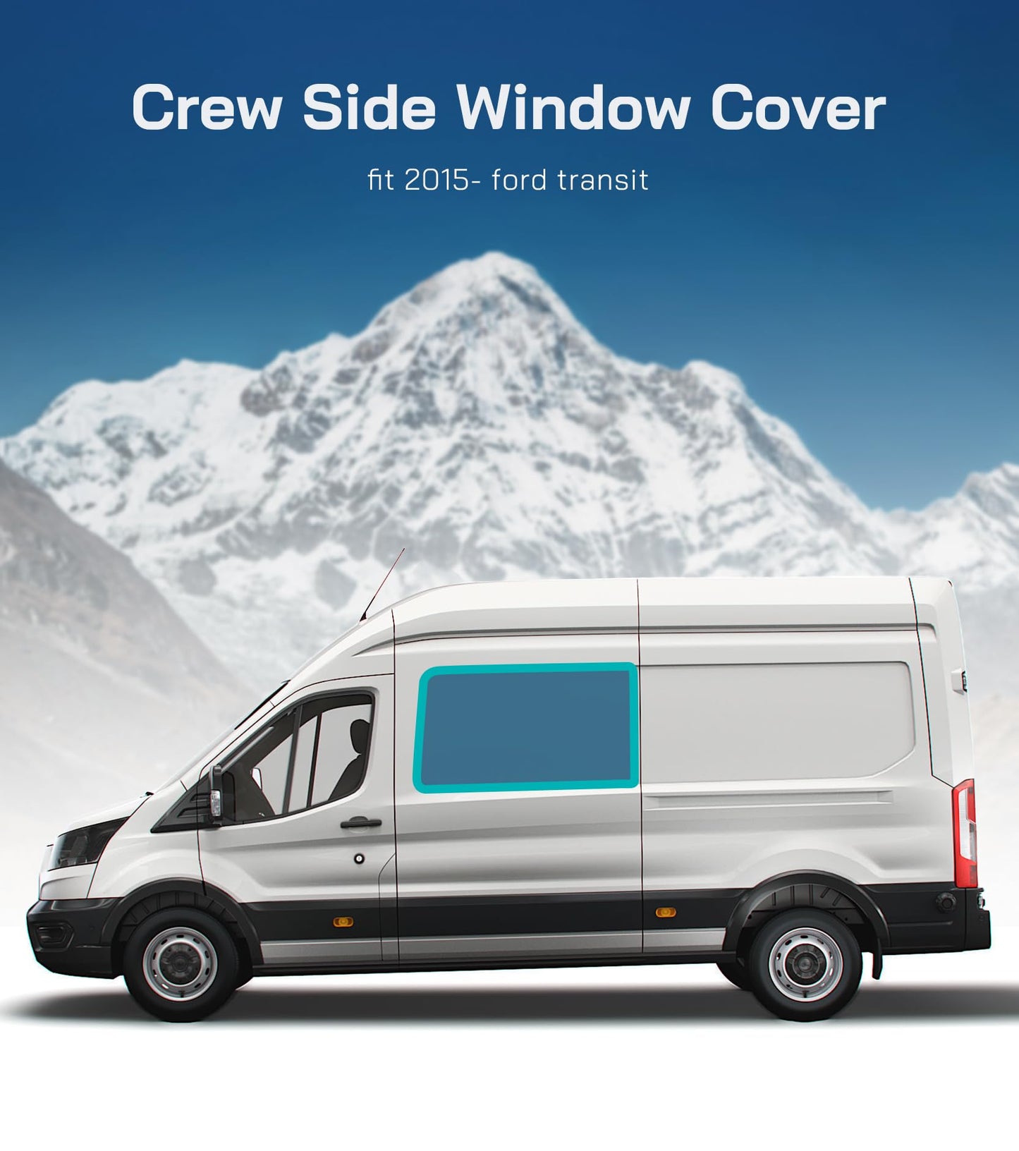 VANNCAMP Crew Side Window Cover for Ford Transit Medium/High Roof, 2015-2026, Magnetic Insulated Blackout Window Sunshade, Foldable Design, AllSeasonGuard