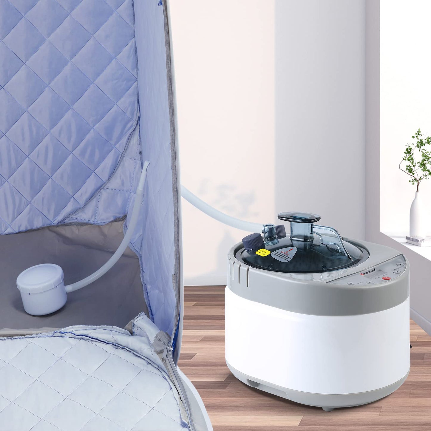 Smartmak Portable Steam Sauna Set, Foldable One Person SPA Tent with 4L Larger Steamer, Chair, Remote Control, Weight Loss&Detox-Black