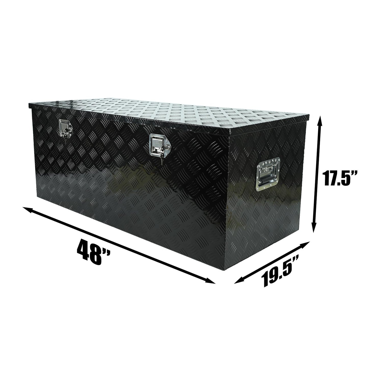 acylph 48"(L) x 19.5"(W) x 17.5"(H) Pickup Truck Bed Tool Box,Truck Tool Box for Bed of Truck,Aluminum Stripes Toolbox for Truck RV Tralier,Chrome Latch,Waterproof,Black Surface