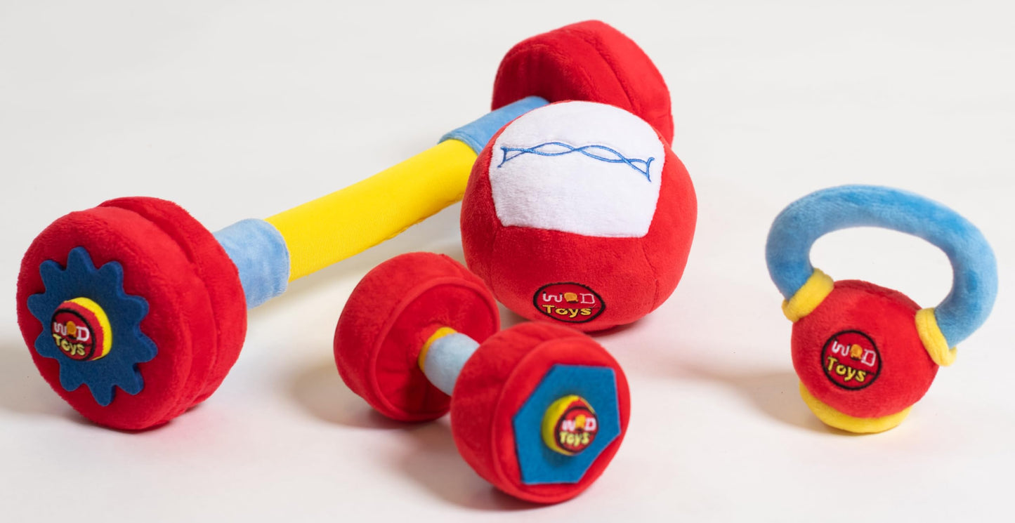 WOD Toys® Baby Fitness Plush Set with Rattles & Sensory Sounds - Safe, Durable Fitness Toys for Newborns, Infants and Babies 0+