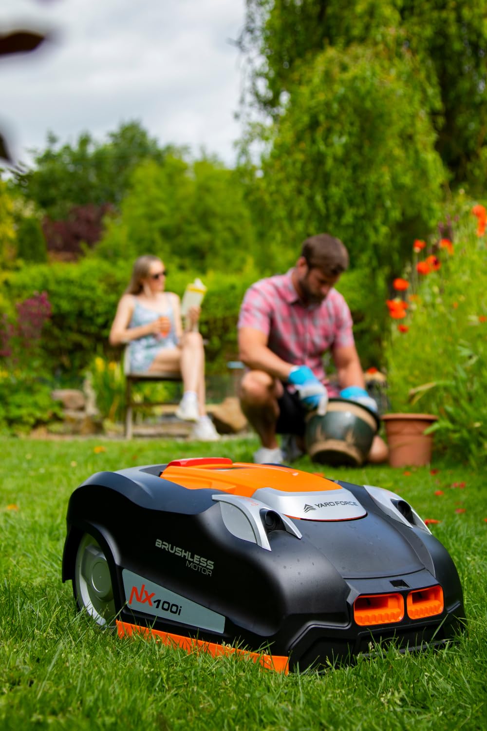 Yard Force NX100i Robotic Mower with Wi-Fi Connection, 28V Battery, App Control, Automatic Mowing and Charging (1/4 Acre Wired)