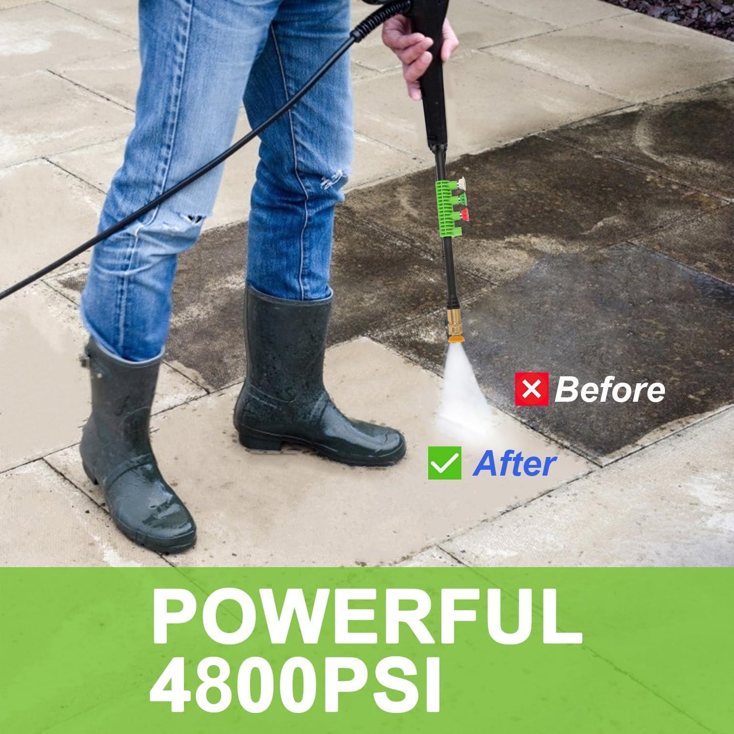 Commowner Pressure Washer Power Washers Powered with with 33ft Pressure Hose, 4 Nozzle and Foam Cannon, Powerwashers for Home, Cars, Patio, Green