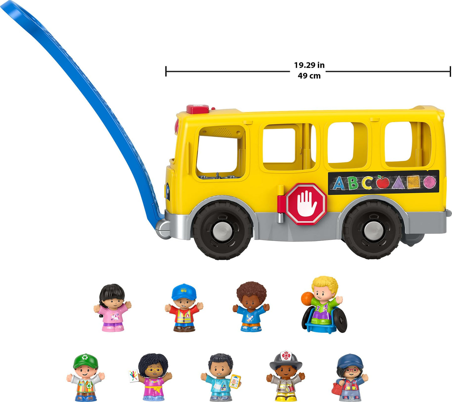 Fisher-Price Little People Toddler Toy Big Yellow School Bus & Community Heroes Set, Musical Pull-Along Vehicle & 9 Figures for Kids Ages 1+ Years