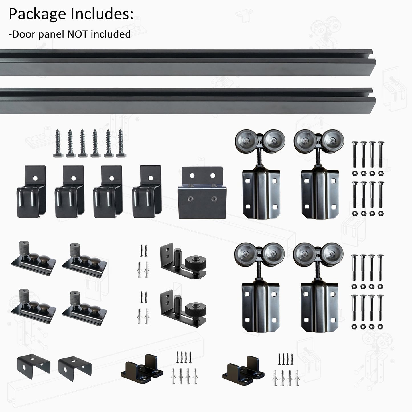 DIYHD 8FT Heavy Duty Double Sliding Barn Door Hardware Box Track,Wall Mount Kit for Exterior Door,MAX Load 300lbs,Kit to Hang 2 Doors(Fit 24" X 2 Door)