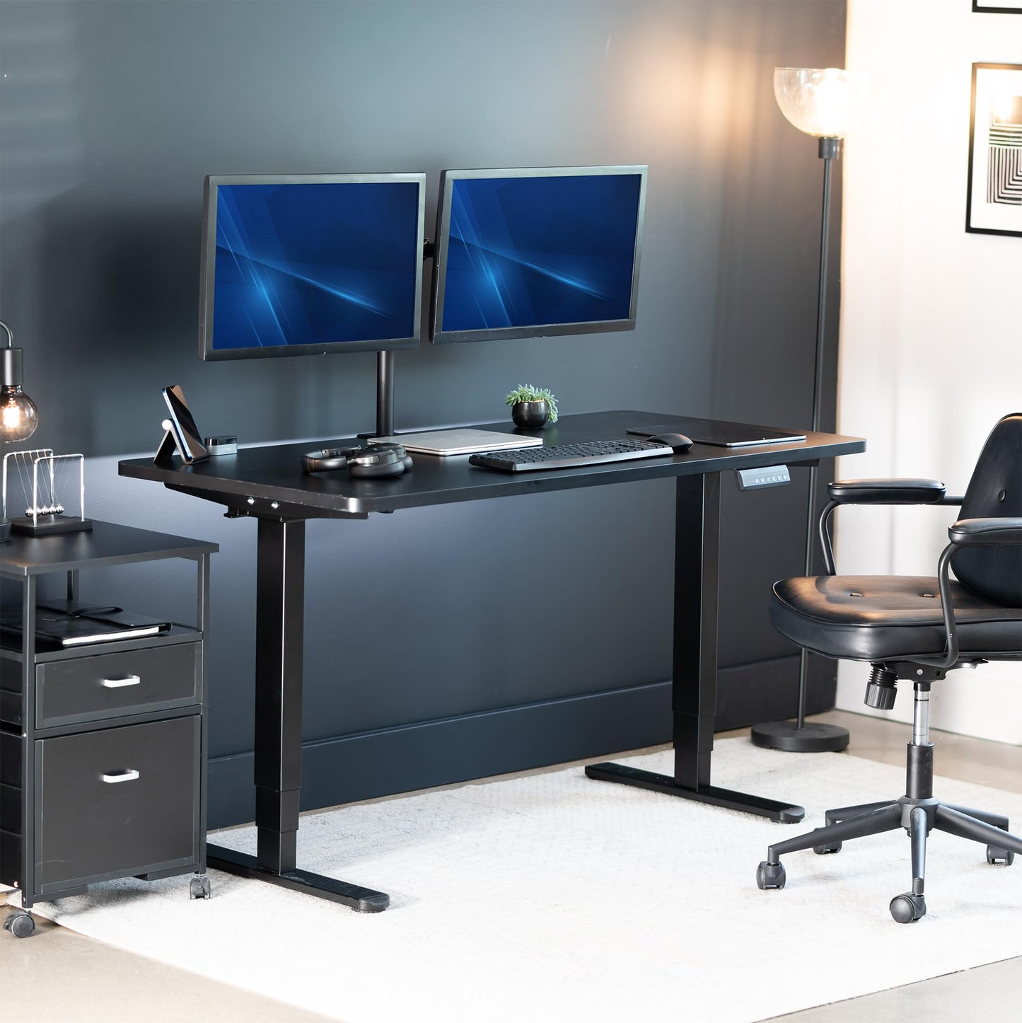 VIVO Electric 60 x 24 in Dual Motor Sit Stand Desk, Memory Height Adjustment, 2B Series, Black Top Black Frame, DESK-KIT-2B6B