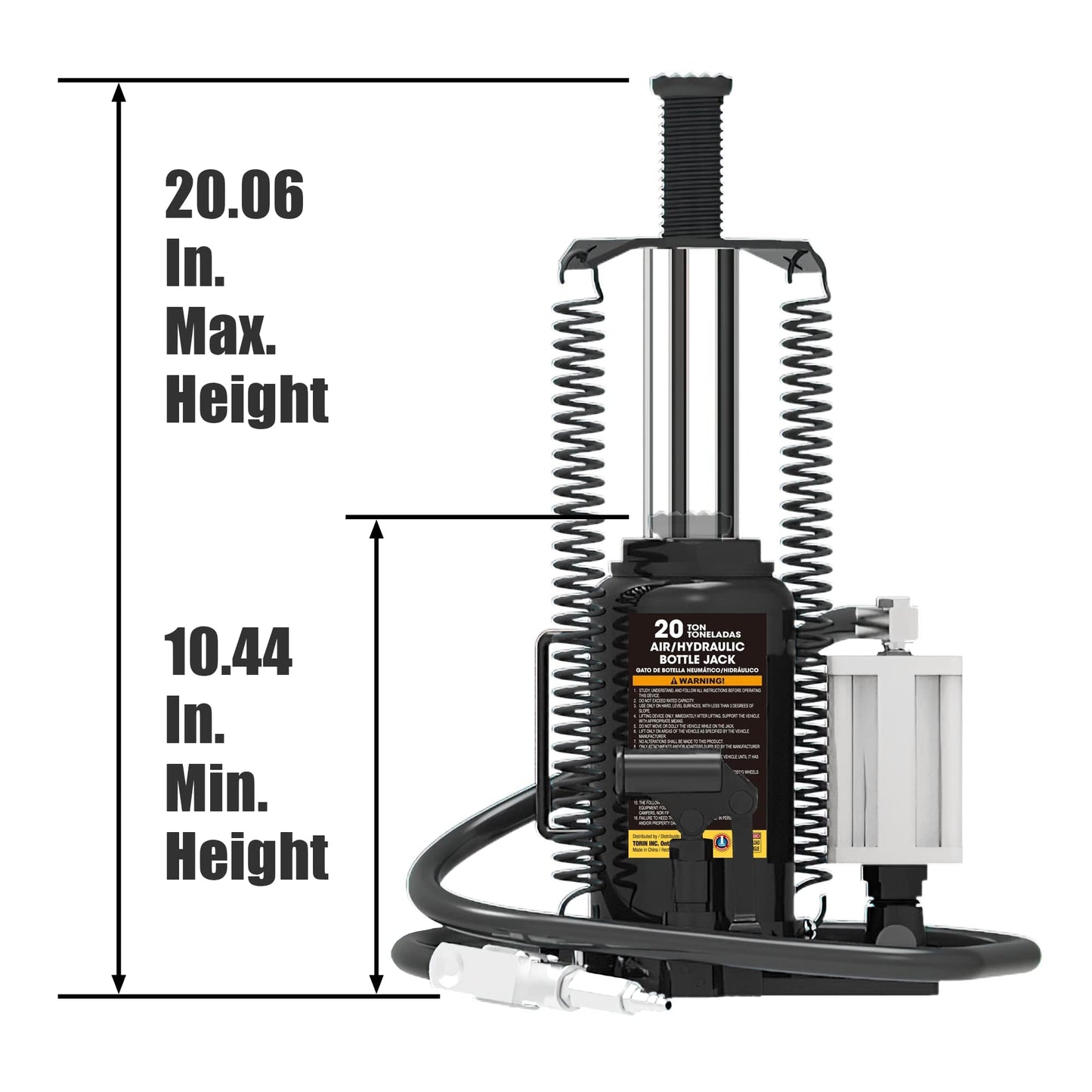 Big RED Torin Pneumatic Air Hydraulic Car Bottle Jack for Auto Repair and House Lift, 20 Ton (40,000 LBs) - Black