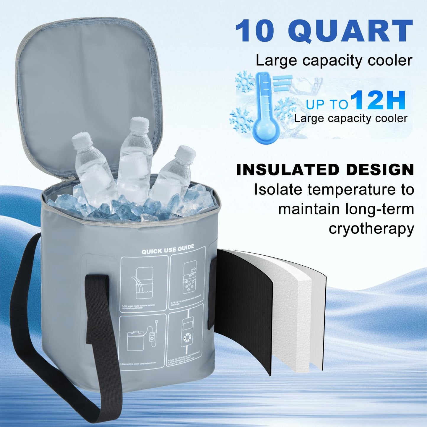 Portable Ice Machine for Shoulder After Surgery, 10 Quart Rotator Cuff Cold Therapy Machine with Programmable Timer, Home Cryotherapy System for Shoulder Replacement Post-Surgery Swelling, Sprains