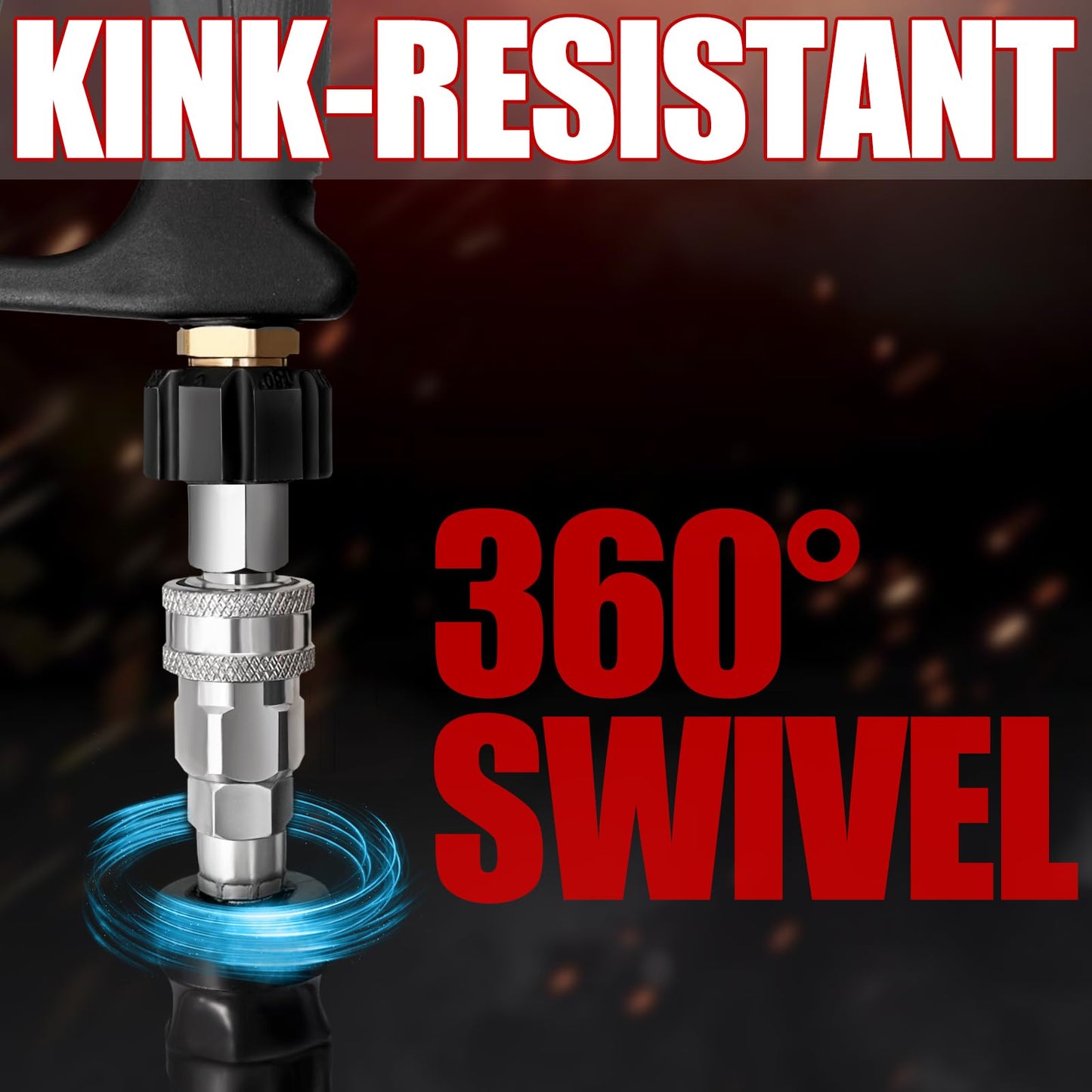 VIVIDWASH Kink-Resistant 3/8" Pressure Washer Hose 4800PSI(100FT),Steel Wire Braided Wear Resistant Rubber for Commercial, Industrial and Residential Use,Hot&Cold Water Hose with 3/8" Quick Connect