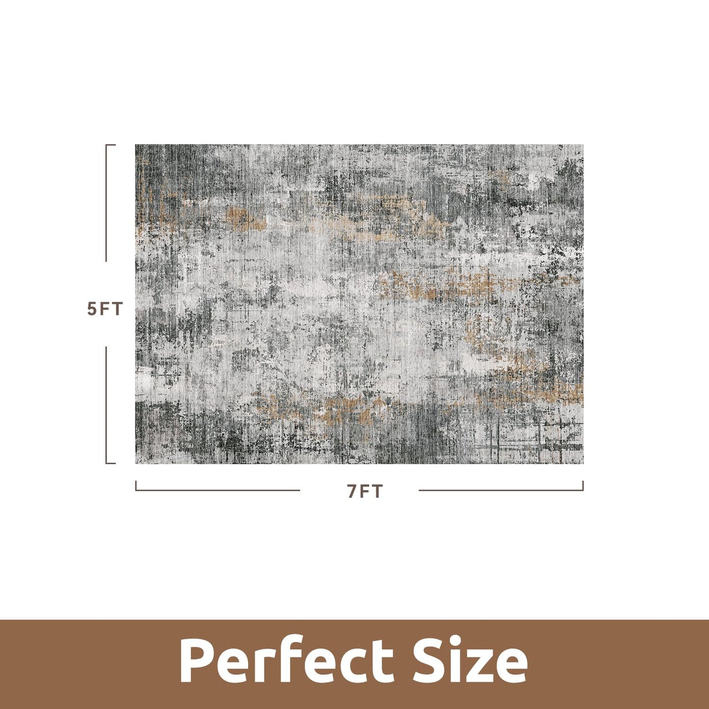 5 x 7 Area Rugs for Living Room, Machine Washable Non Slip Rug Ultra Soft Low Pile Indoor Carpet Modern Abstract Rugs for Bedroom Office Room Dining Room Beside, Grey